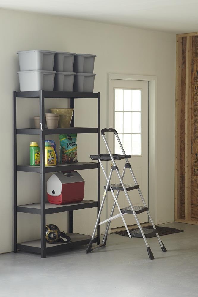 Cosco 3 Step 225 Lbs Capacity Black Steel Foldable Step Stool At 