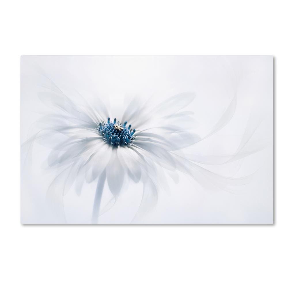 Serenity White and Blue Floral Canvas Print for Nursery
