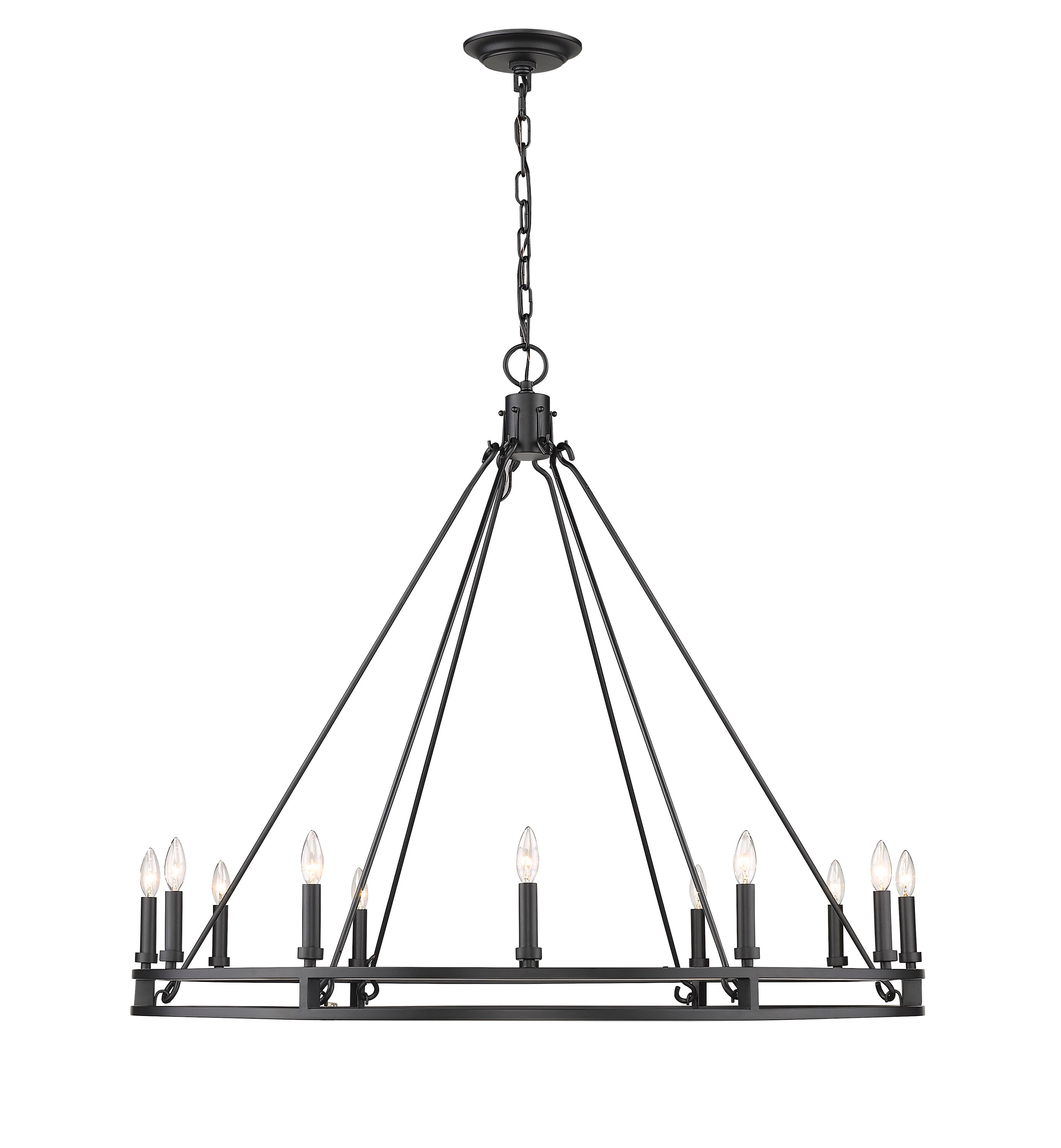 Dennison Geometric 12-Light Matte Black Metal Chandelier