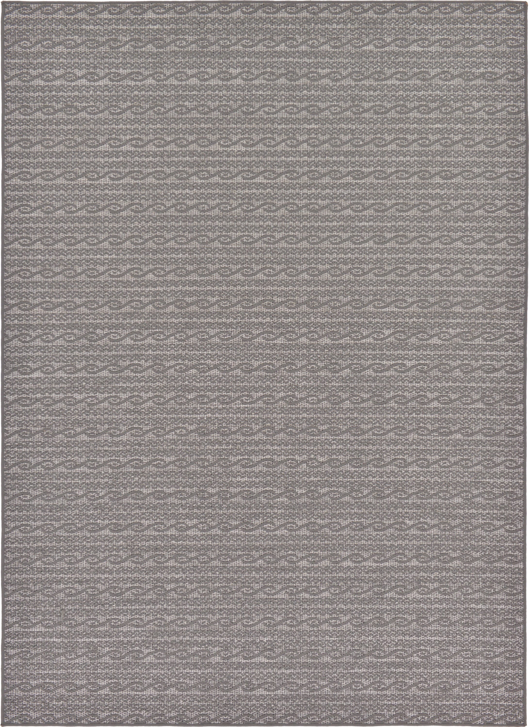 Unique Loom 3127216 Links Outdoor 7 x 10 (ft) Loomed Polypropylene Gray/Light Gray Rectangular Indoor/Outdoor Stripe French Country Area rug