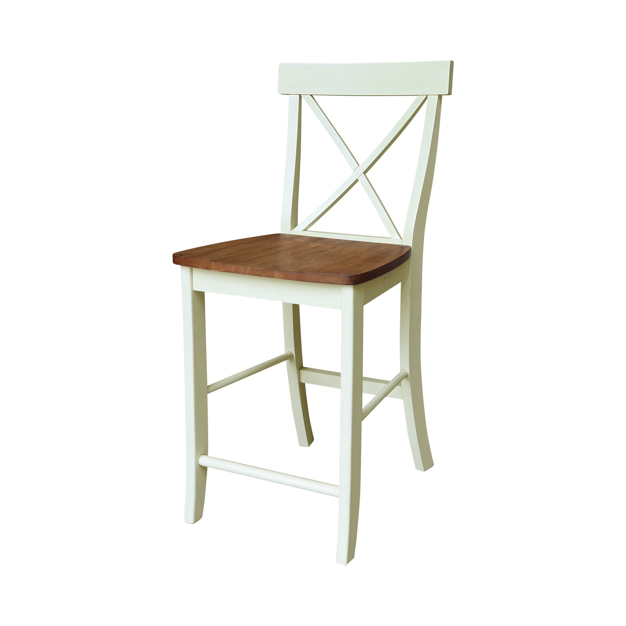 International Concepts S79-6132 Hickory/Shell 24-in H Counter height (24-in to 27-in) Contoured Seat Wood Back Bar Stool Back