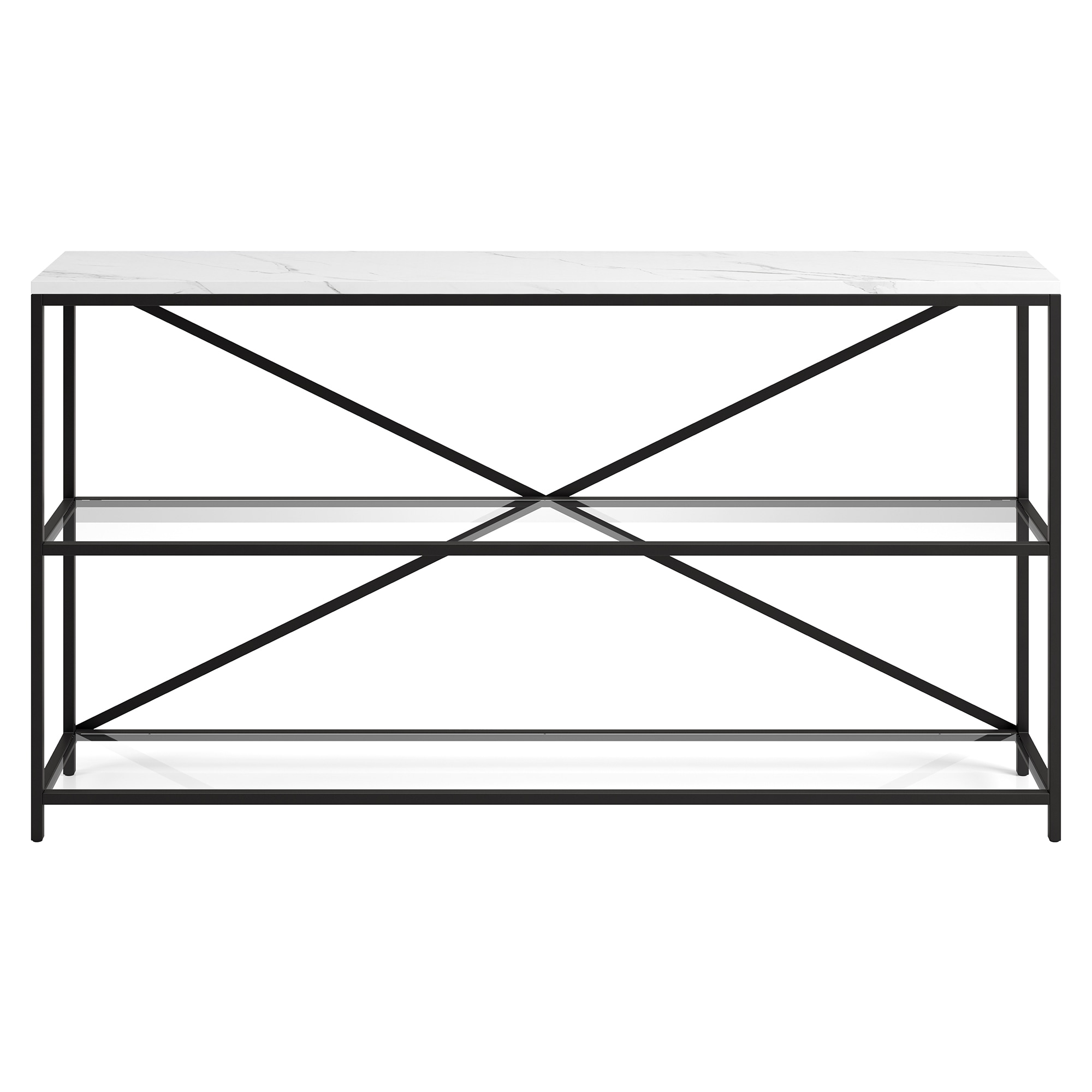 Fionn 55" Blackened Bronze Console Table with Faux Marble Top