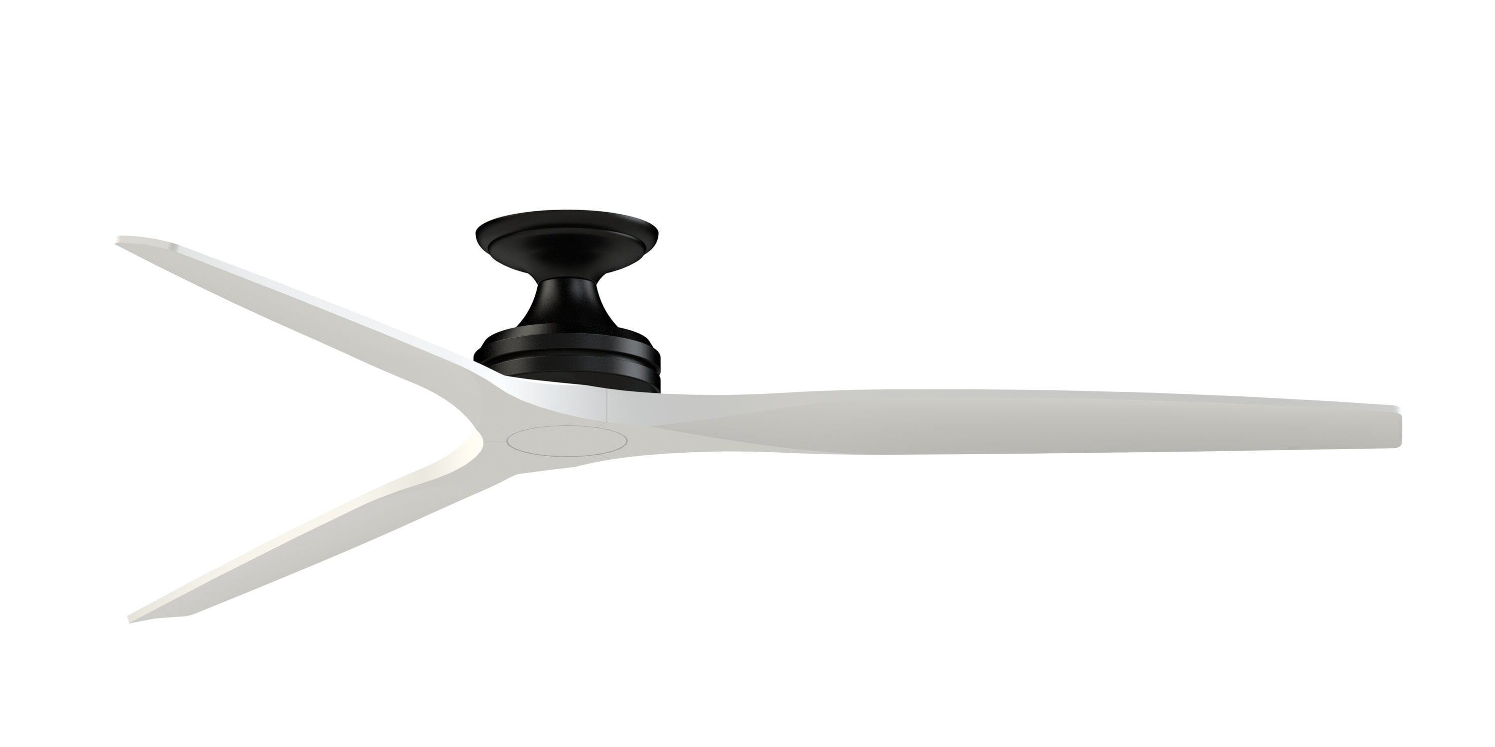 Fanimation FPD6721BBL-72MW-F Spitfire 72-in Outdoor Flush Mount Smart Black with Matte White Blades Propeller Ceiling Fan Light Kit Compatible - Remote Included ( 3 -Blade )