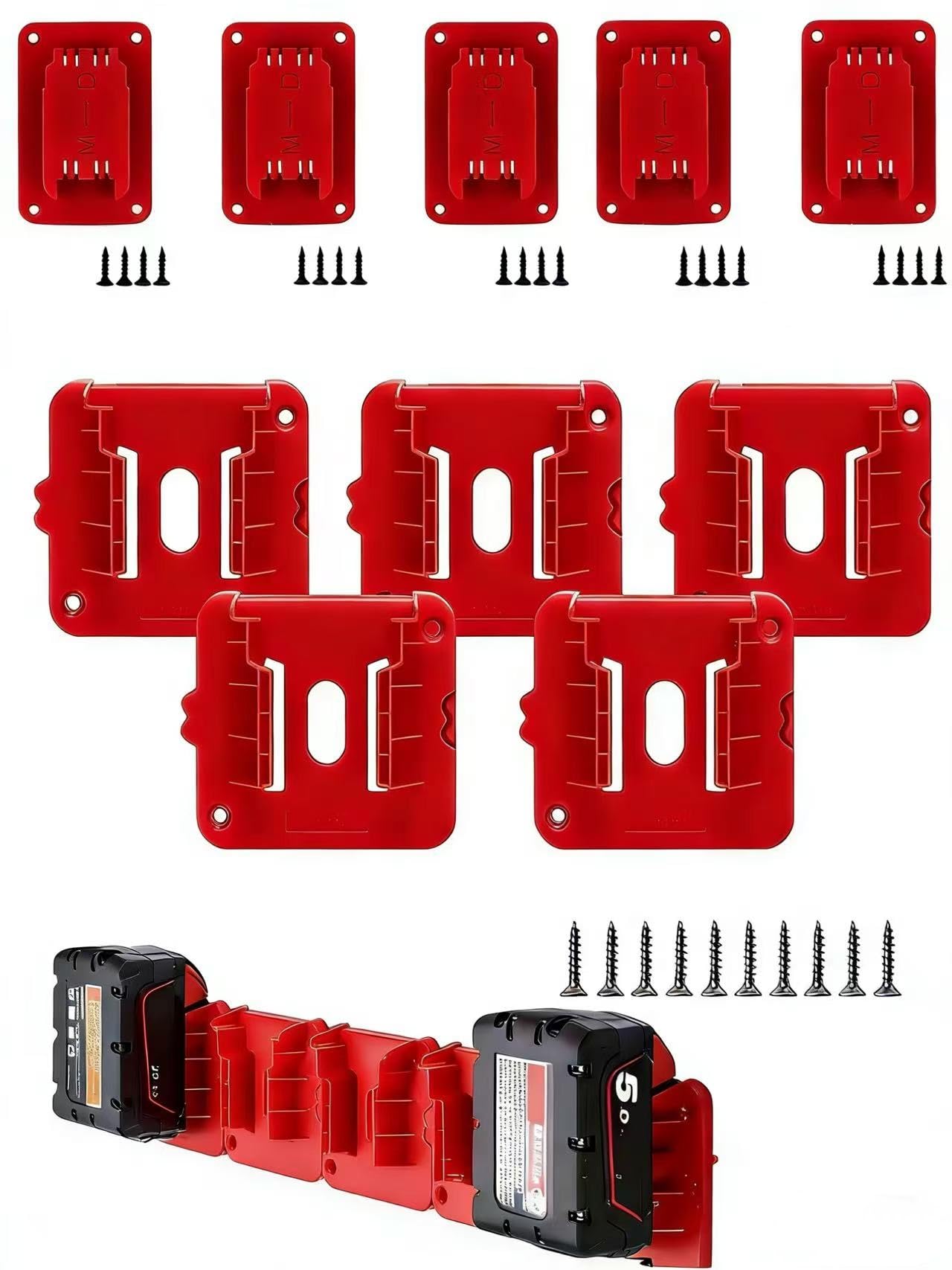 Anqtovp  5 in 5 Combo M18 power cell Holder and Tool Holder for Milwaukee Power 18v Drill Rack Wall Mount Cordless Tool Hanger Organizer Storage