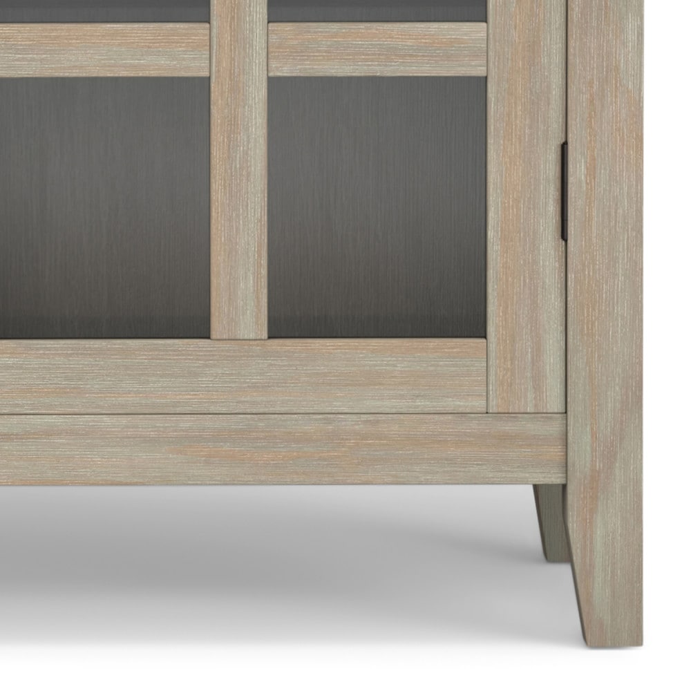 Distressed Grey Solid Wood 2-Door Accent Cabinet with Adjustable Shelves