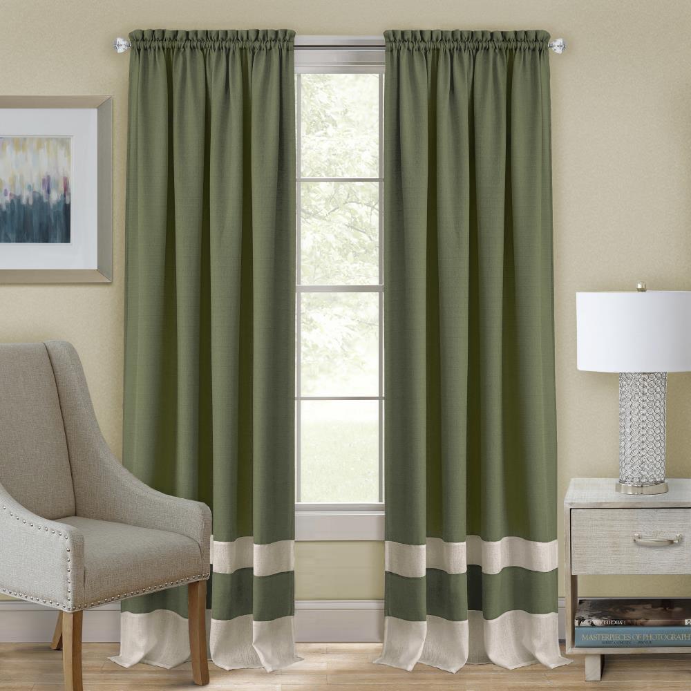 Achim DRPN63GC06 63-in Green/Camel Light filtering Rod pocket Single curtain panel