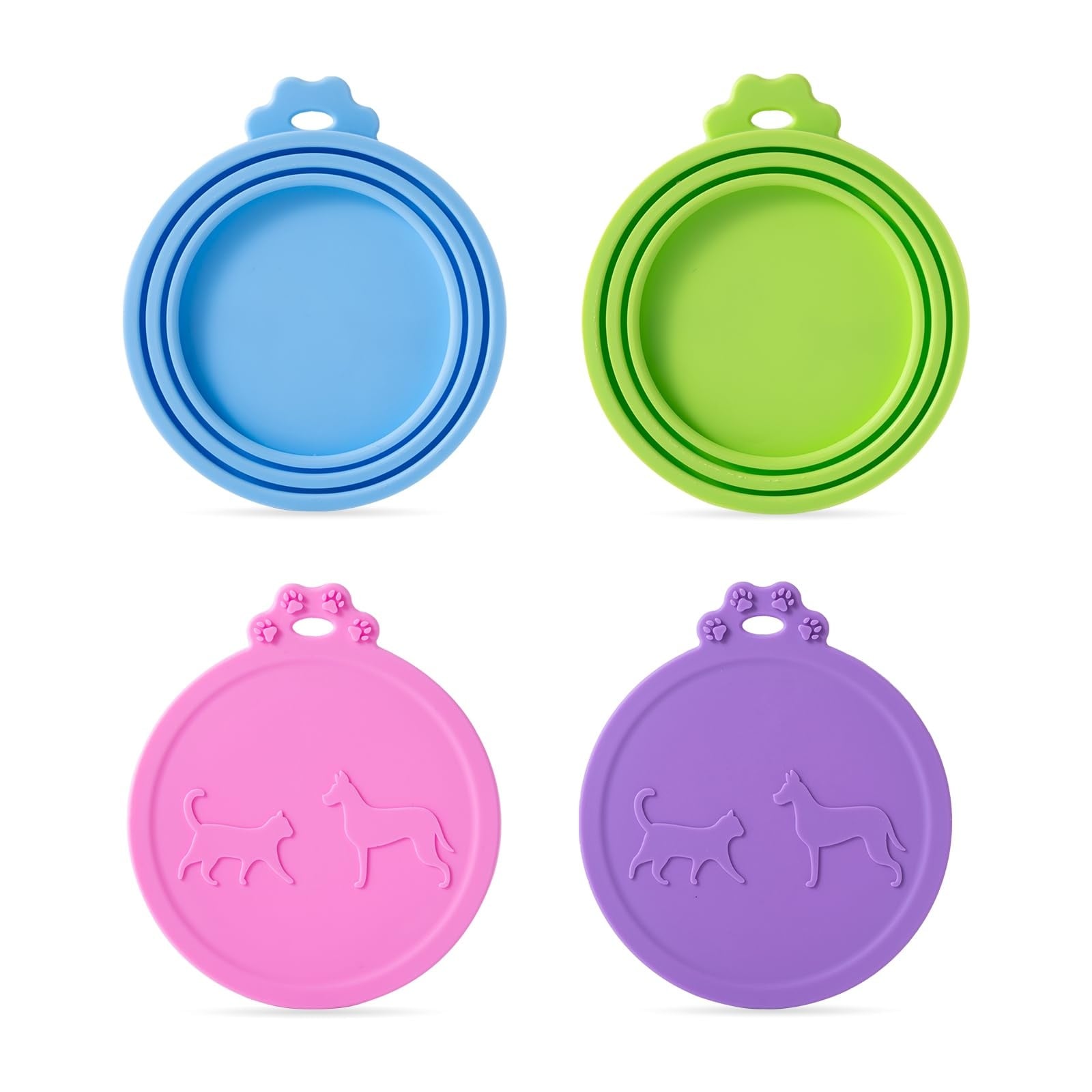 Etokfoks -  4 Pack Pet Food Can Lids Fits 3oz 5 5oz 12oz Cat Dog Cans Airtight Soft Silicone Blue...
