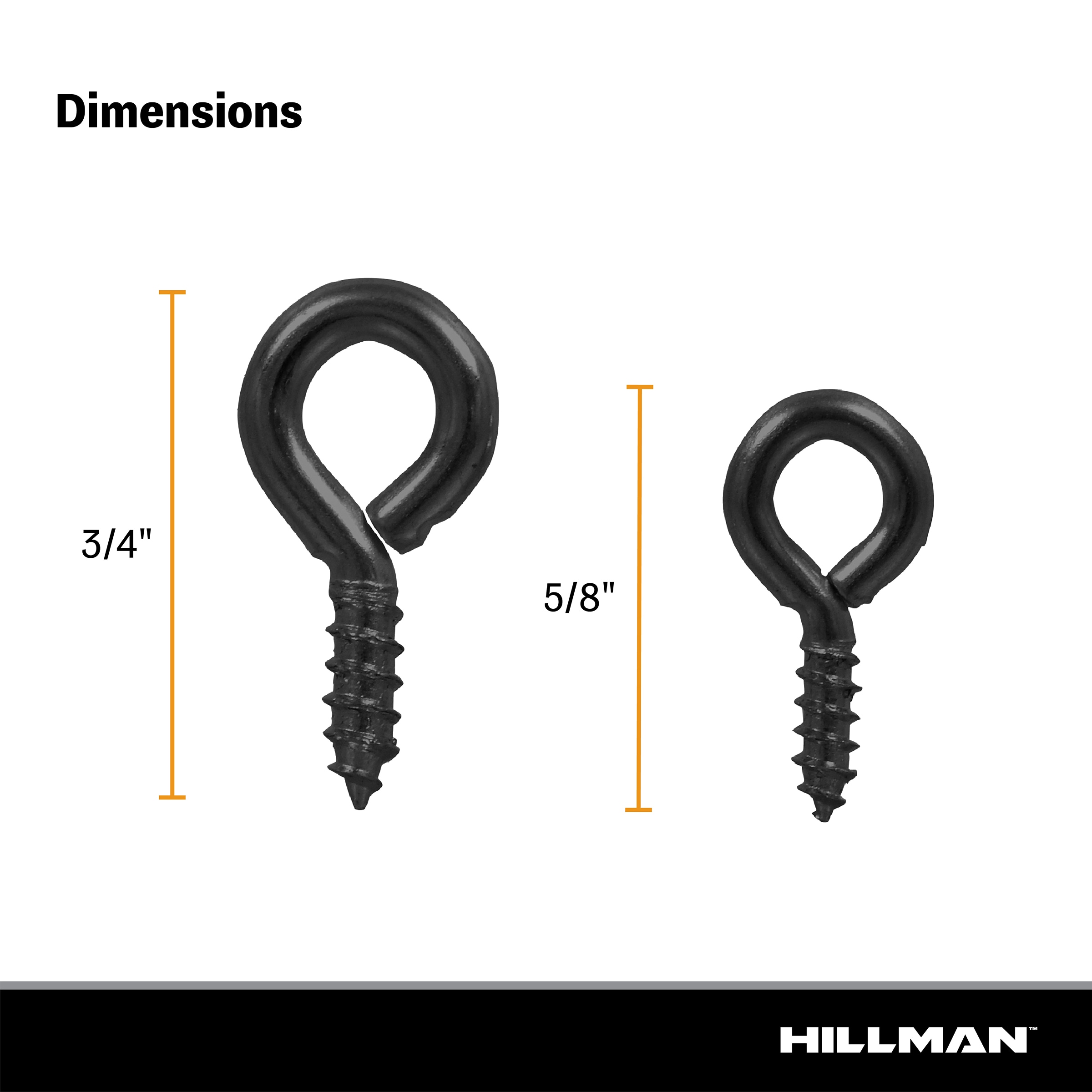 Hillman 0.55-in Black Steel Screw Eye Hook (16-Pack) in the Hooks