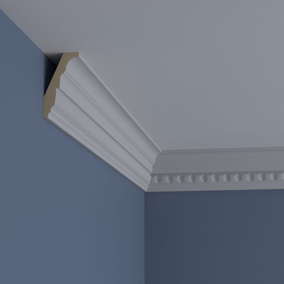White Polyurethane Sequential Crown Moulding 94.5" Length