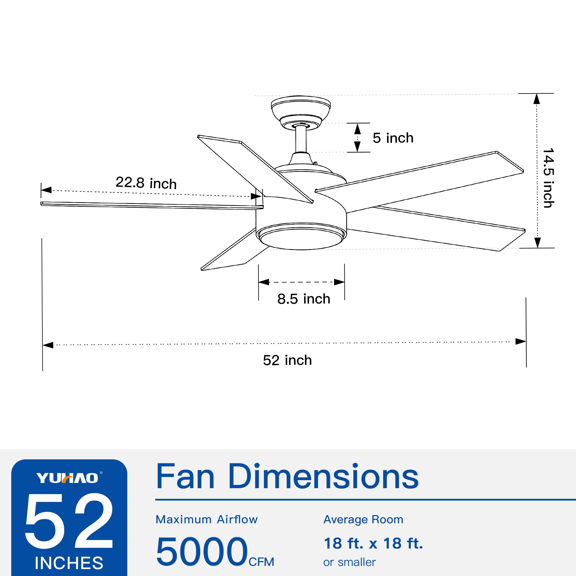 Yardreeze YHCF51WH5YE0407 Ceiling-Fans - View #7