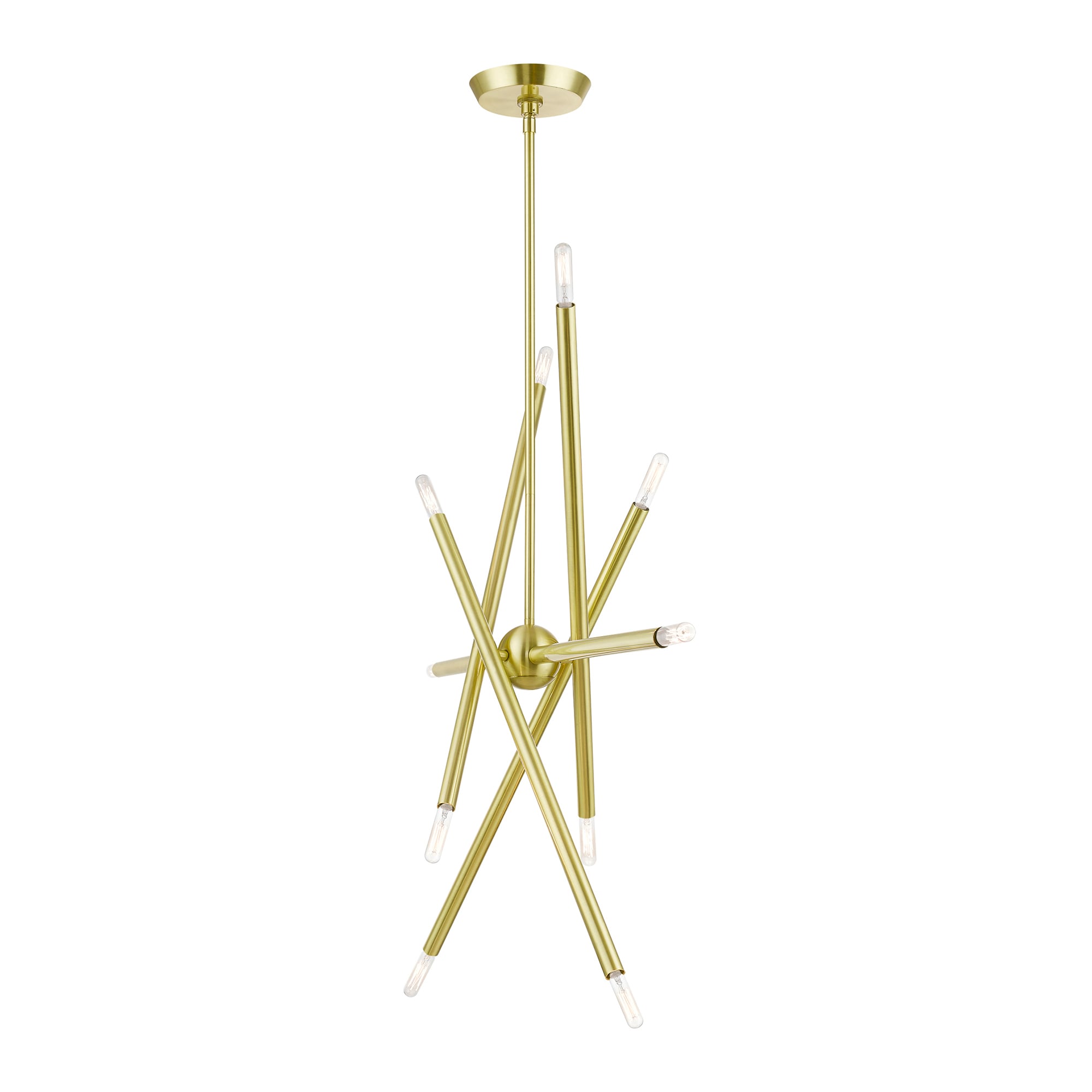 Soho Satin Brass 10-Light Sputnik Linear Chandelier