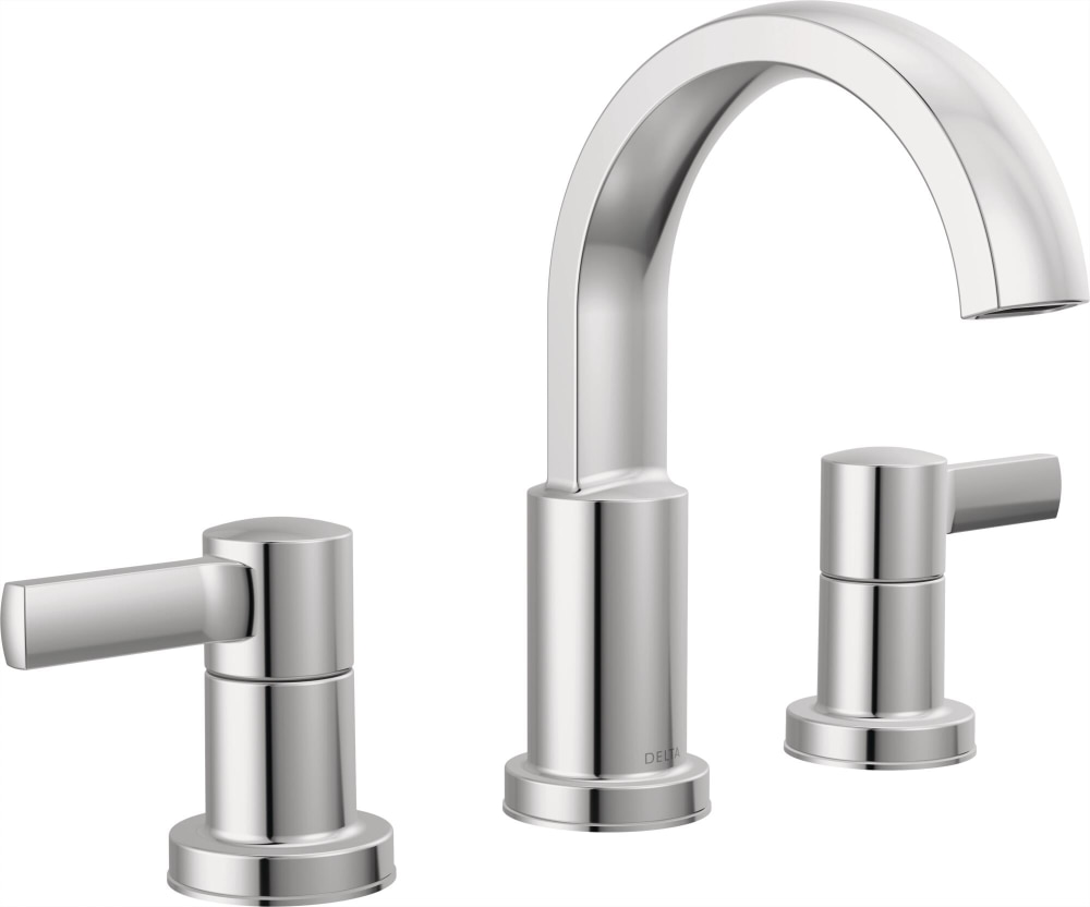 Delta 35855LF Albion Chrome Widespread 2-handle WaterSense High-arc Residential Handle Bathroom Sink Faucet with Drain