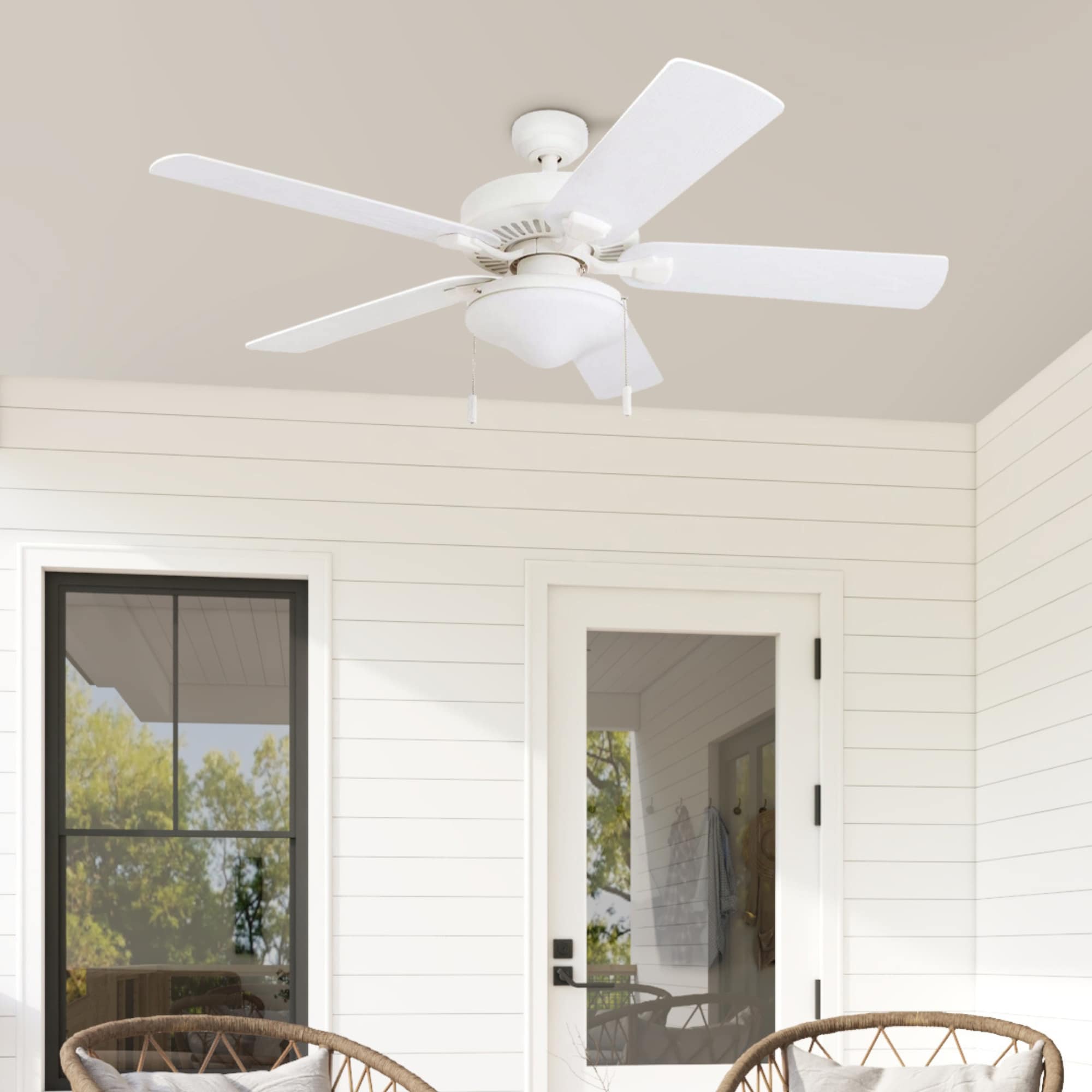 Honeywell 50513-26 Belmar 52-in Outdoor White with White Blades Ceiling Fan With Light ( 5 -Blade )