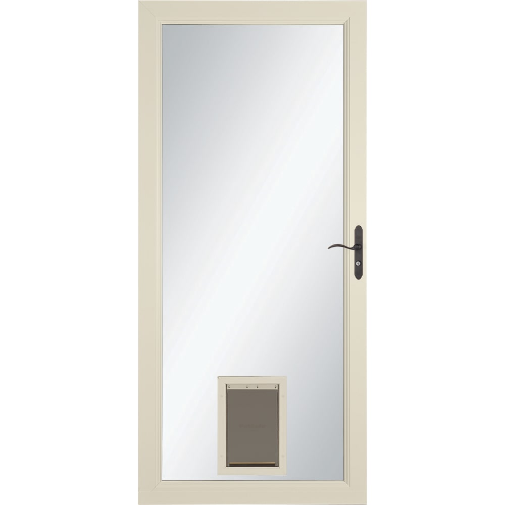 Signature Selection Pet Door 32-in x 81-in Almond Full-view Aluminum Storm Door with Aged Bronze Handle in Off-White | - LARSON 1497908157