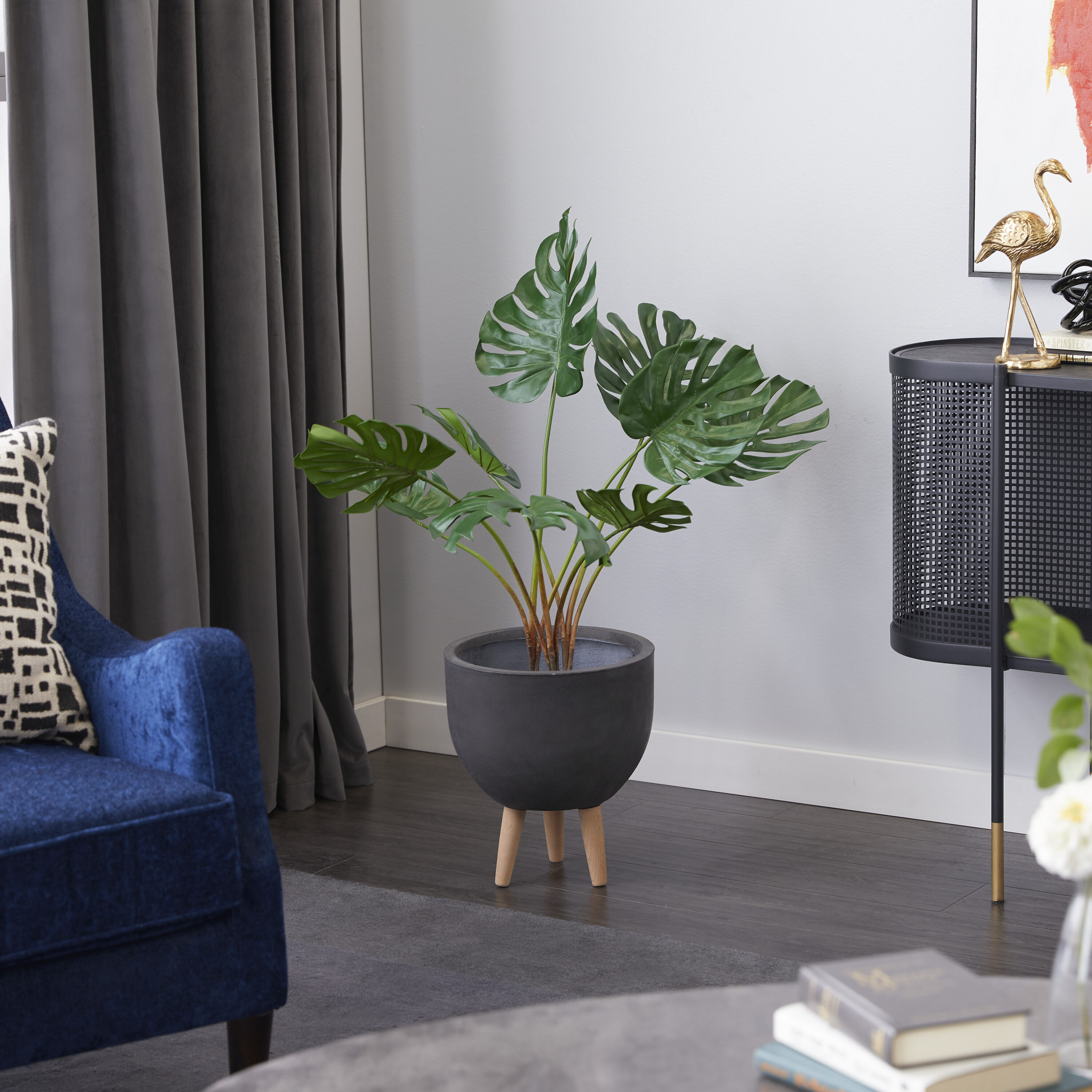 Grayson Lane 88282 29-in Green with Black Plastic Pot Indoor Floor Monstera Artificial plant