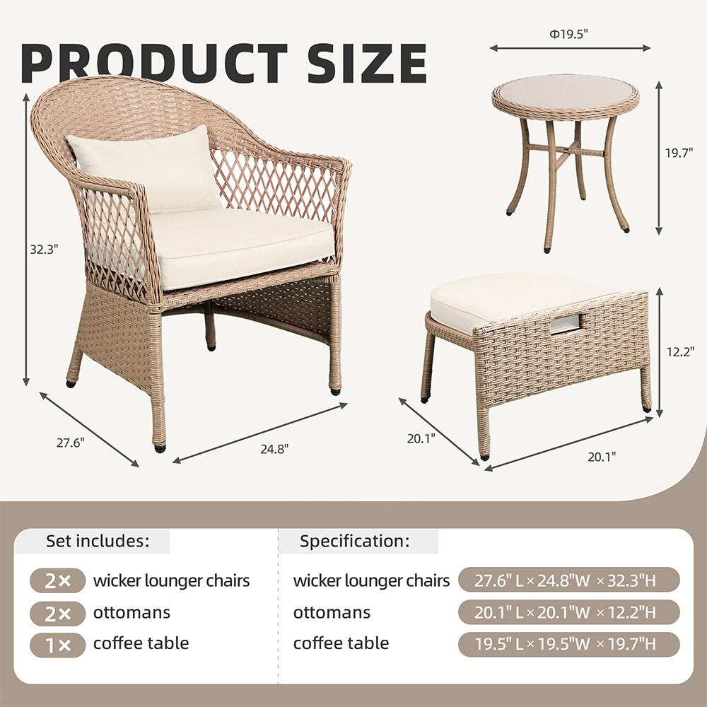 UPHA TBLH5JT-BEIGE Patio-Conversation-Sets - View #6