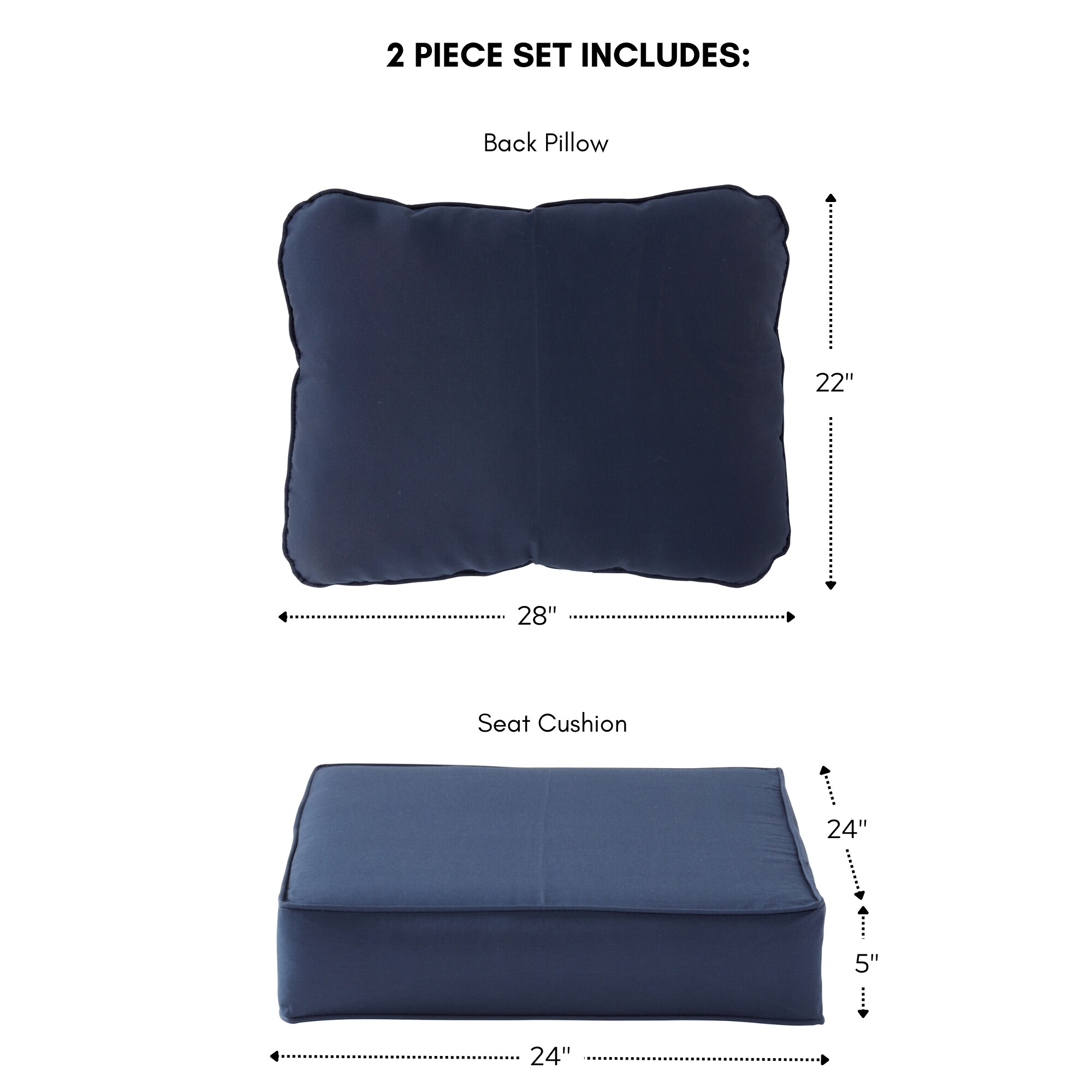 Greendale Home Fashions 24-in x 24-in 2-Piece Navy Deep Seat Patio ...