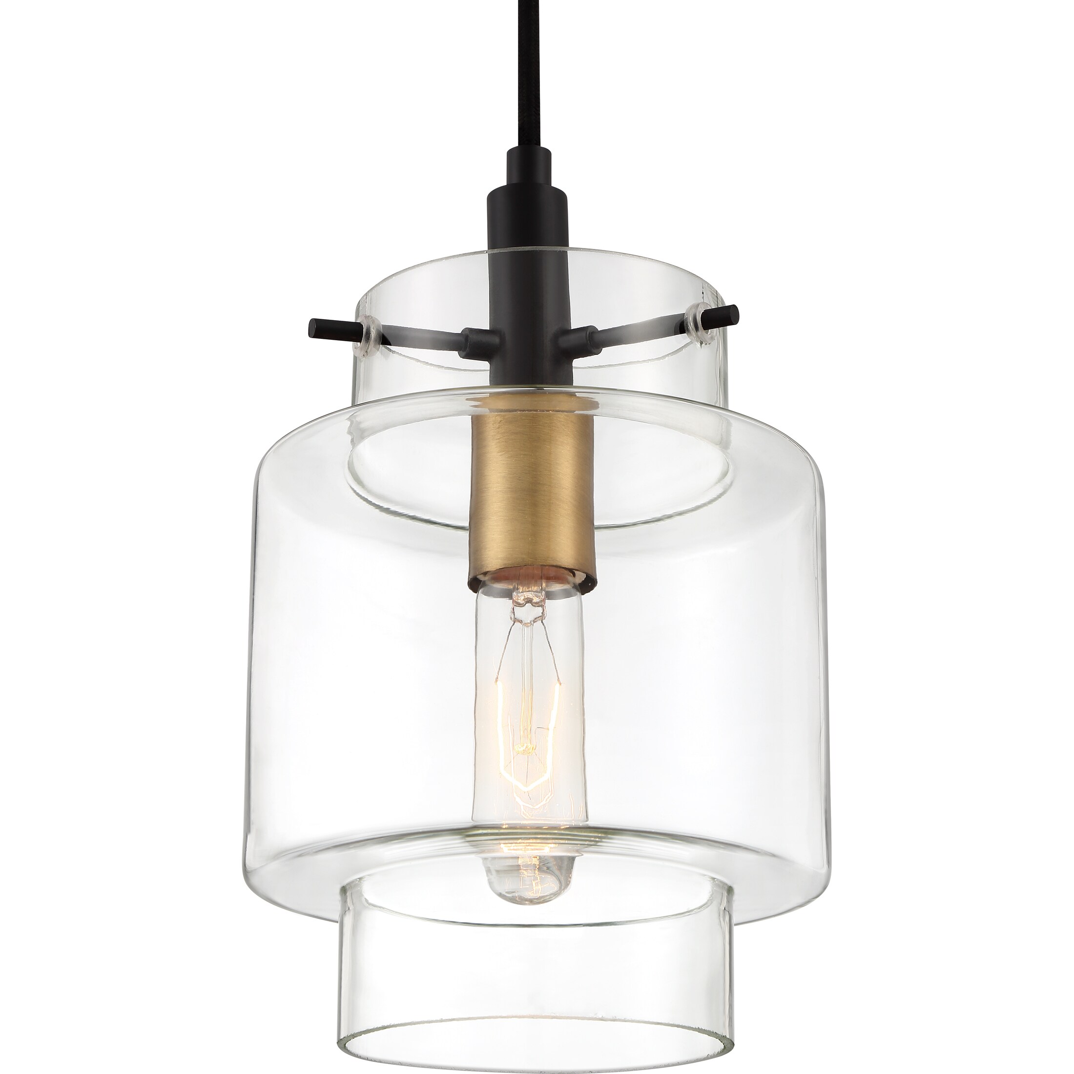 Quoizel Naomi Earth Black Transitional Clear Glass Cylinder Mini ...