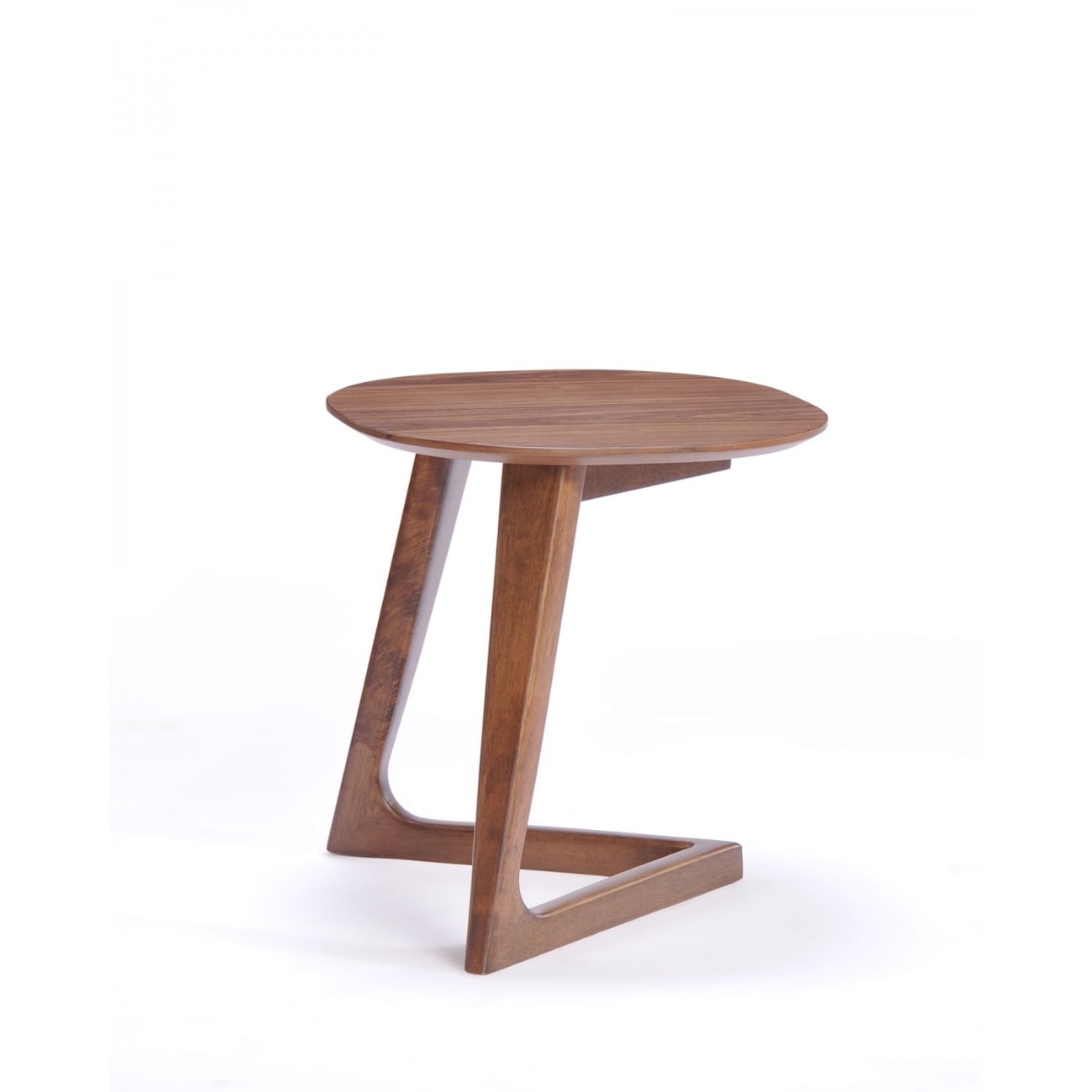 HomeRoots 4000473149 18-in W x 18.5-in H Walnut Wood veneer Round Modern End Table Assembly Required