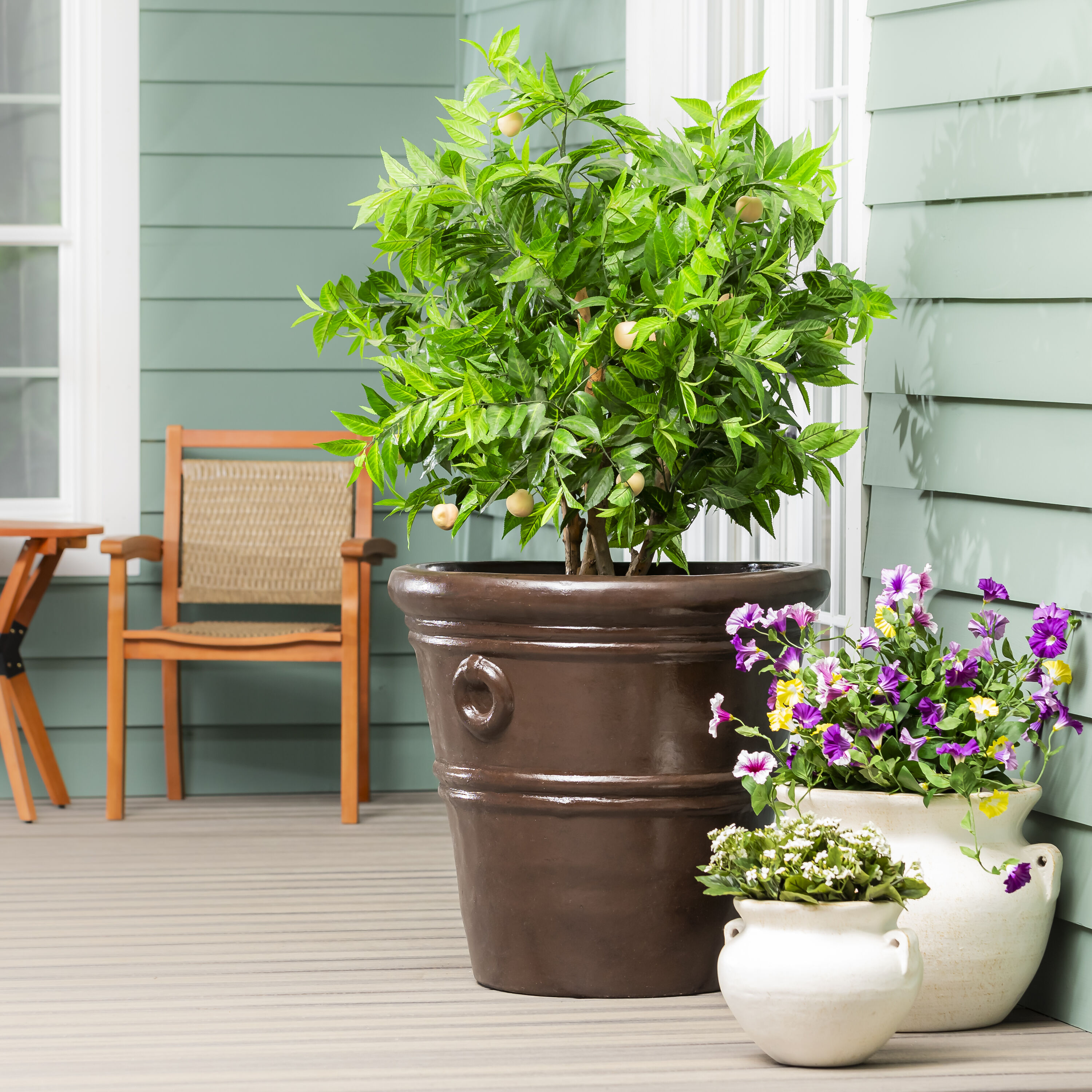 Style Selections Urn 30-in W Small Brown Clay Indoor/Outdoor