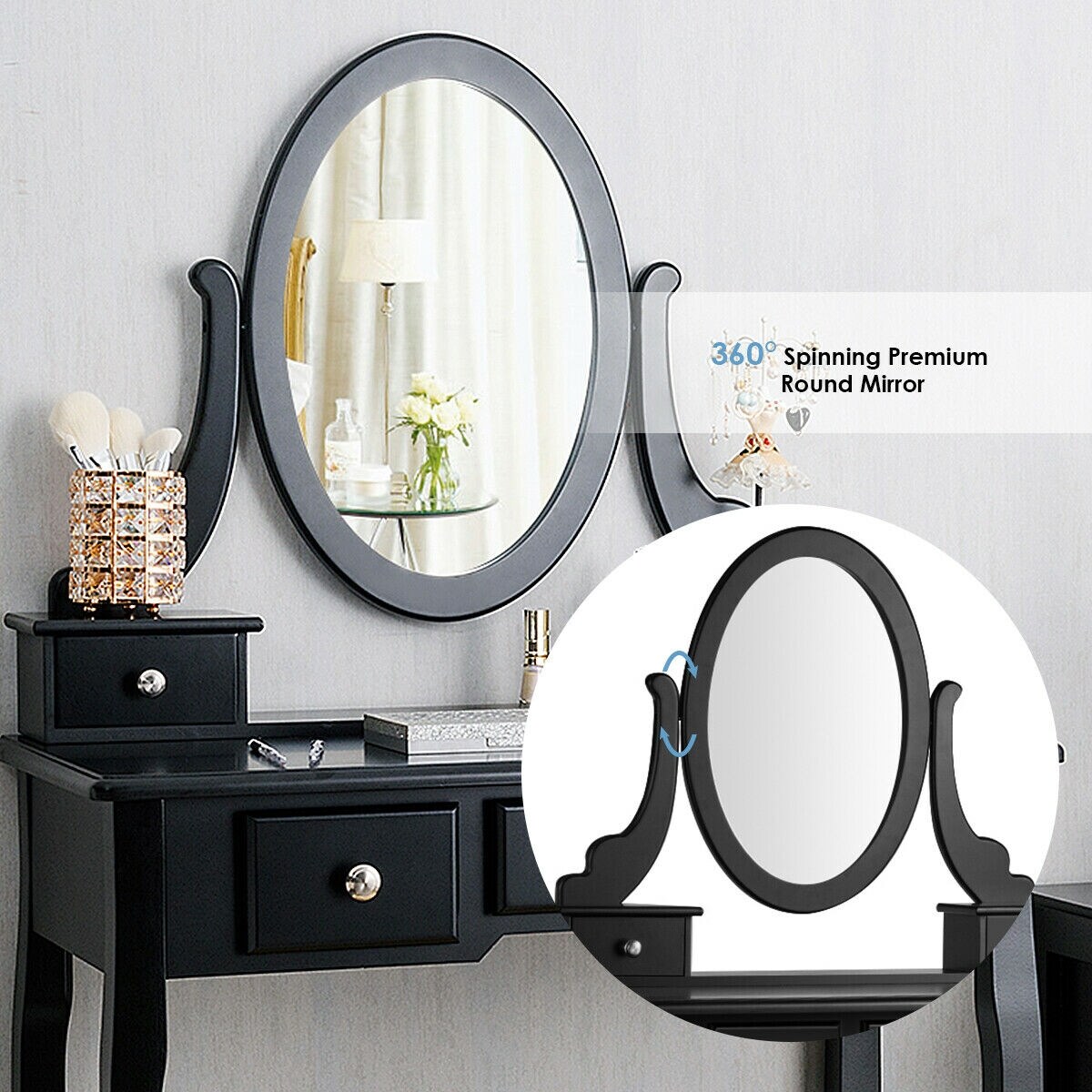 CASAINC WF-HYSN-66129BK Bedroom-Vanities - View #7
