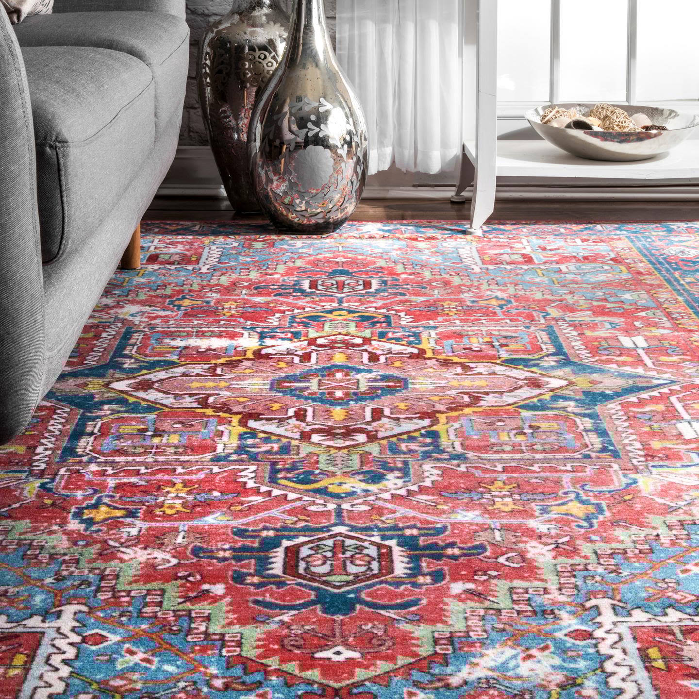 Elysian Red Synthetic 5' 5" x 8' Easy-Care Area Rug