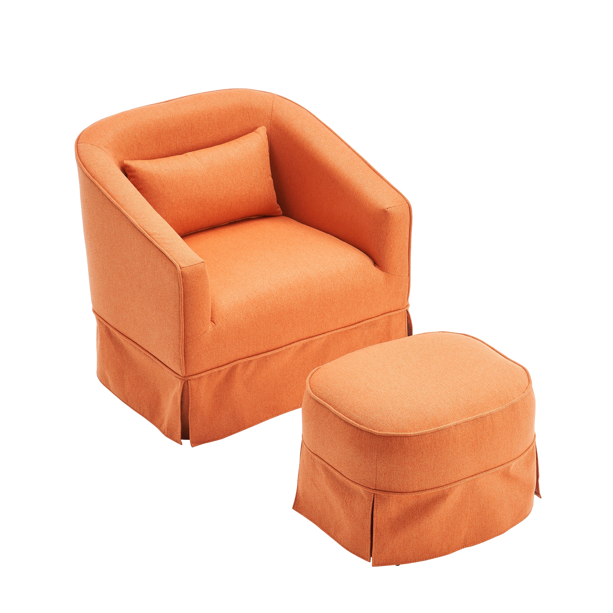 Bybafun YA6100055 Modern Orange Linen Swivel Accent Chair