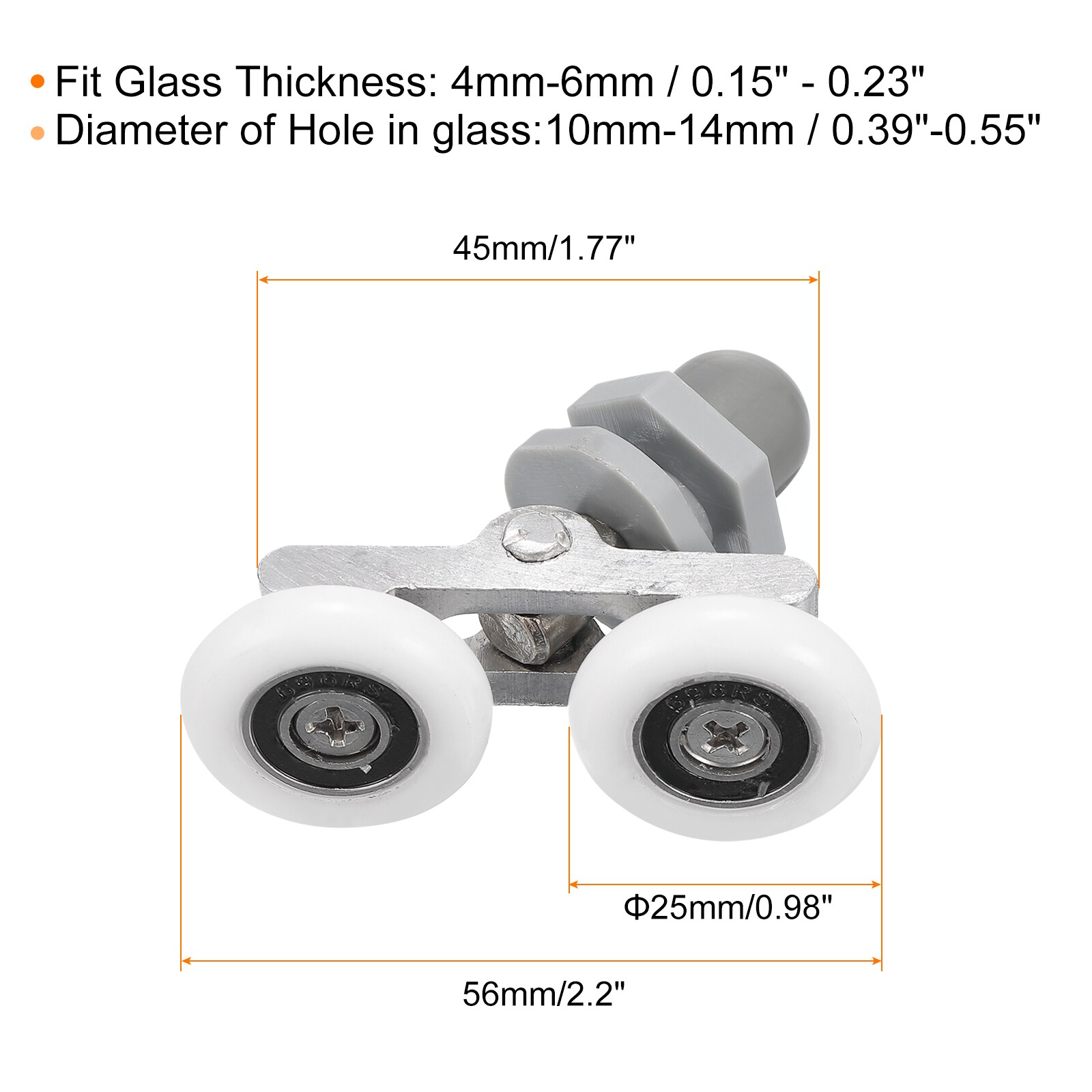 Unique Bargains S25093000UX9250 Tub-Shower-Door-Rollers - View #2