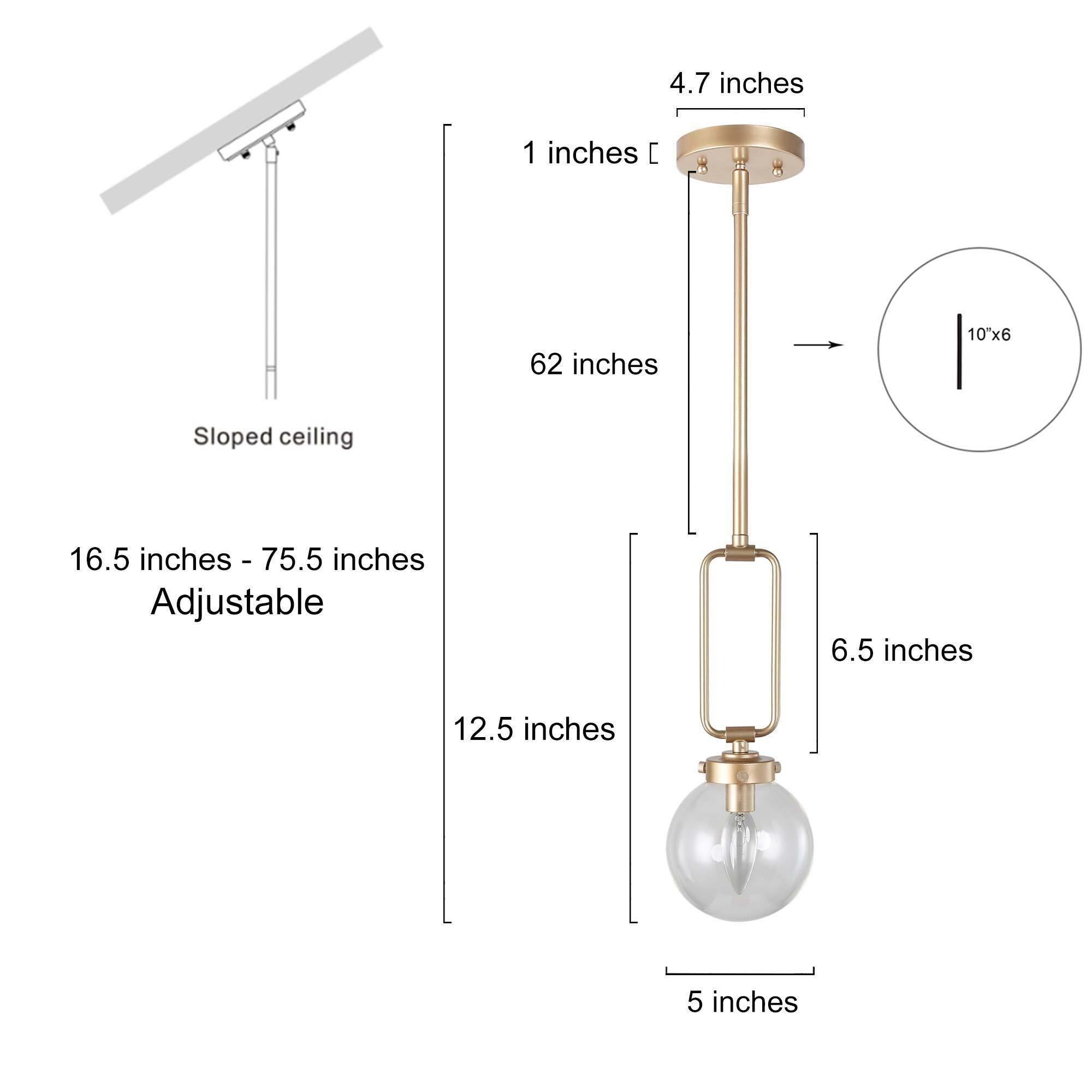 Uolfin Satin Brass Gold with Globe Glass Modern/Contemporary Clear ...