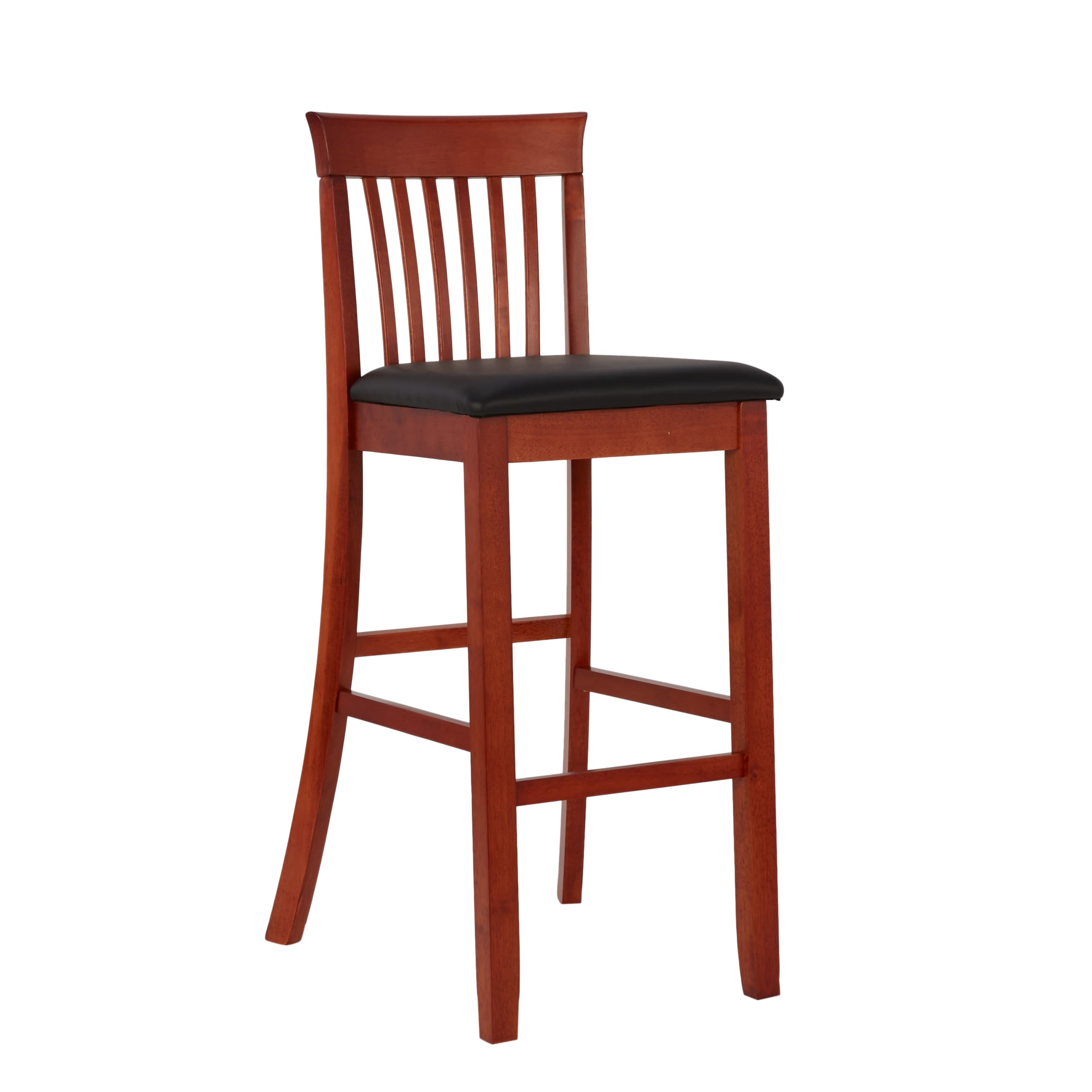 Classic Dark Cherry & Black Faux Leather 31" Craftsman Barstool