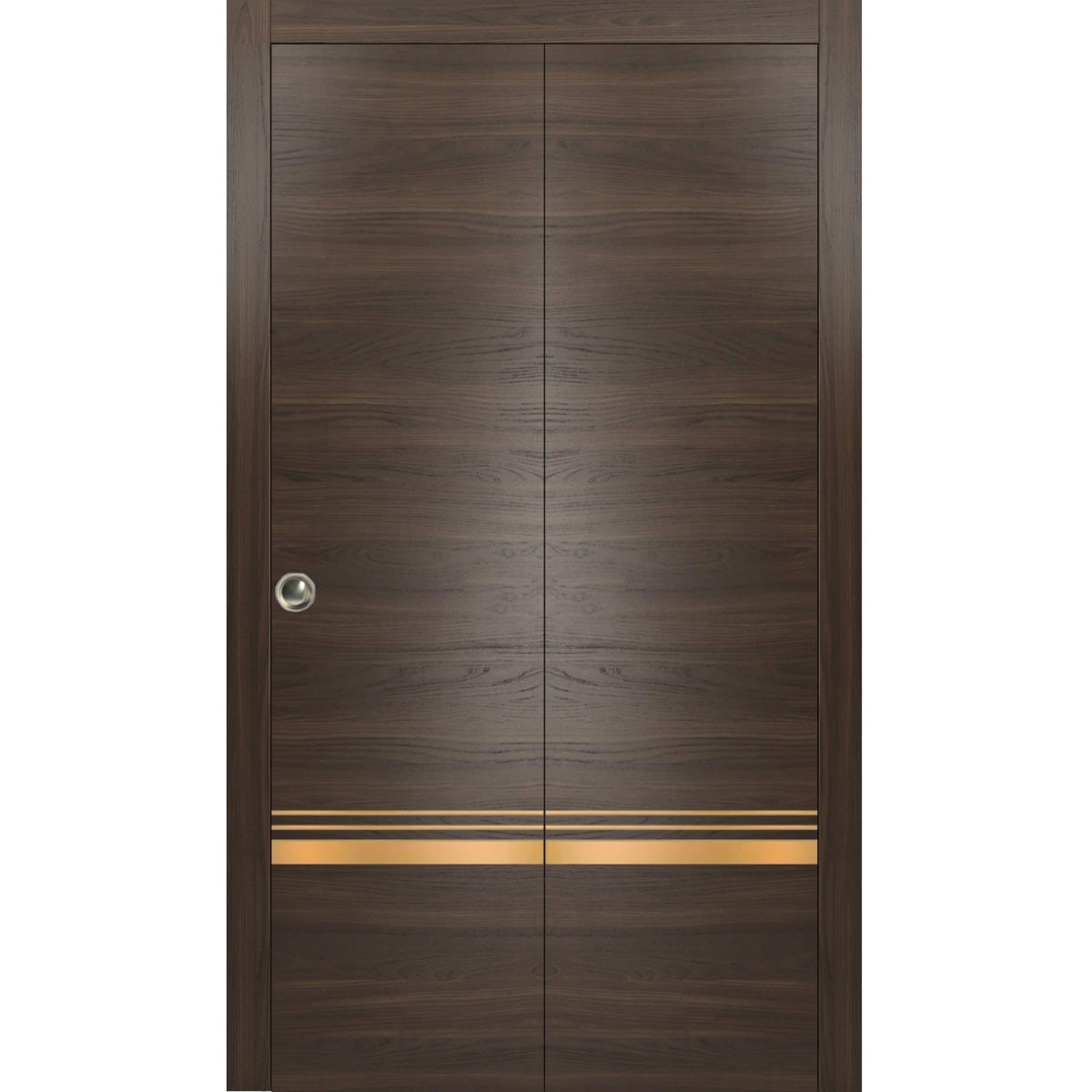 SARTODOORS Sliding Closet Bi-fold Doors 18 x 80 - Planum 2010 Chocolate Ash - Sturdy Tracks Moldings Trims Hardware Set - Wood Solid Bedroom Wardrobe Doors