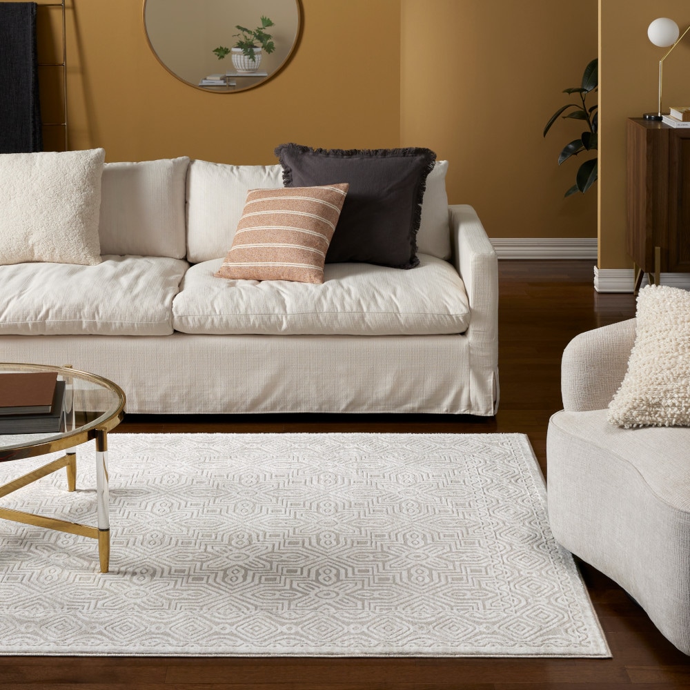 Town & Country Living 10-9902-100 Maya 9 x 12 (ft) Loomed Polyester Ivory/Greige Rectangular Indoor Medallion Area rug