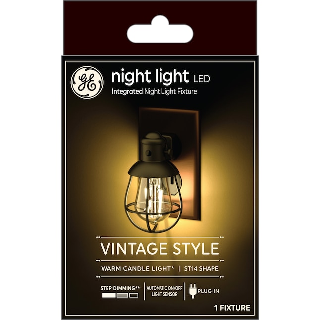 GE Vintage Farmhouse Nightlight Black LED Motion Sensor Auto On