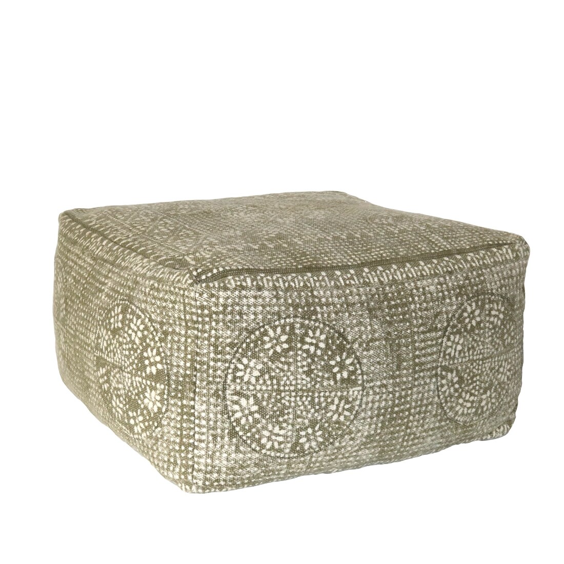 HomeRoots 4000393477 Modern Olive Green Pouf Ottoman