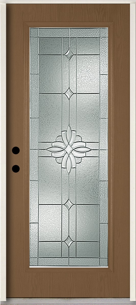 RELIABILT LO841810 Laurel 36-in x 80-in x 4-9/16-in Fiberglass Full lite Right-hand inswing Woodhaven Stained Prehung Front Door Insulating core
