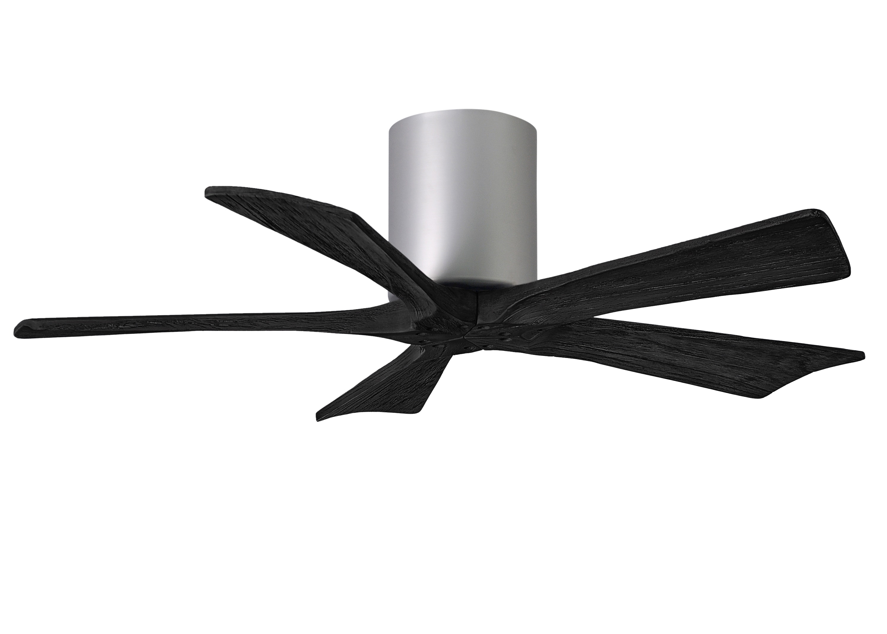Matthews Fan Company IR5H-BN-BK-42 Irene-5H 42-in Outdoor Flush Mount Brushed Nickel with Matte Black Blades Ceiling Fan Without Light - Remote Included ( 5 -Blade )
