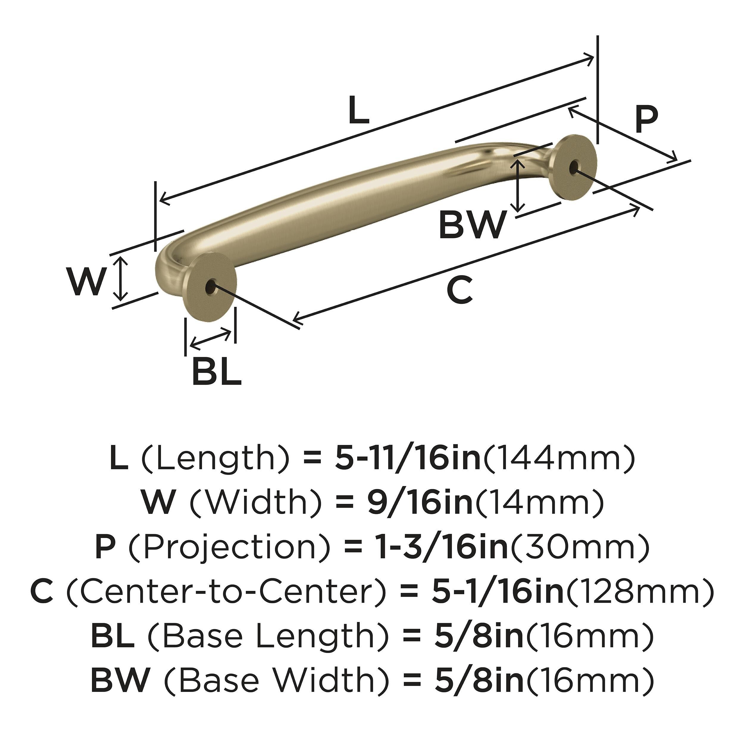 Golden Champagne 5-1/16 Inch Polished Chrome Cabinet Pull