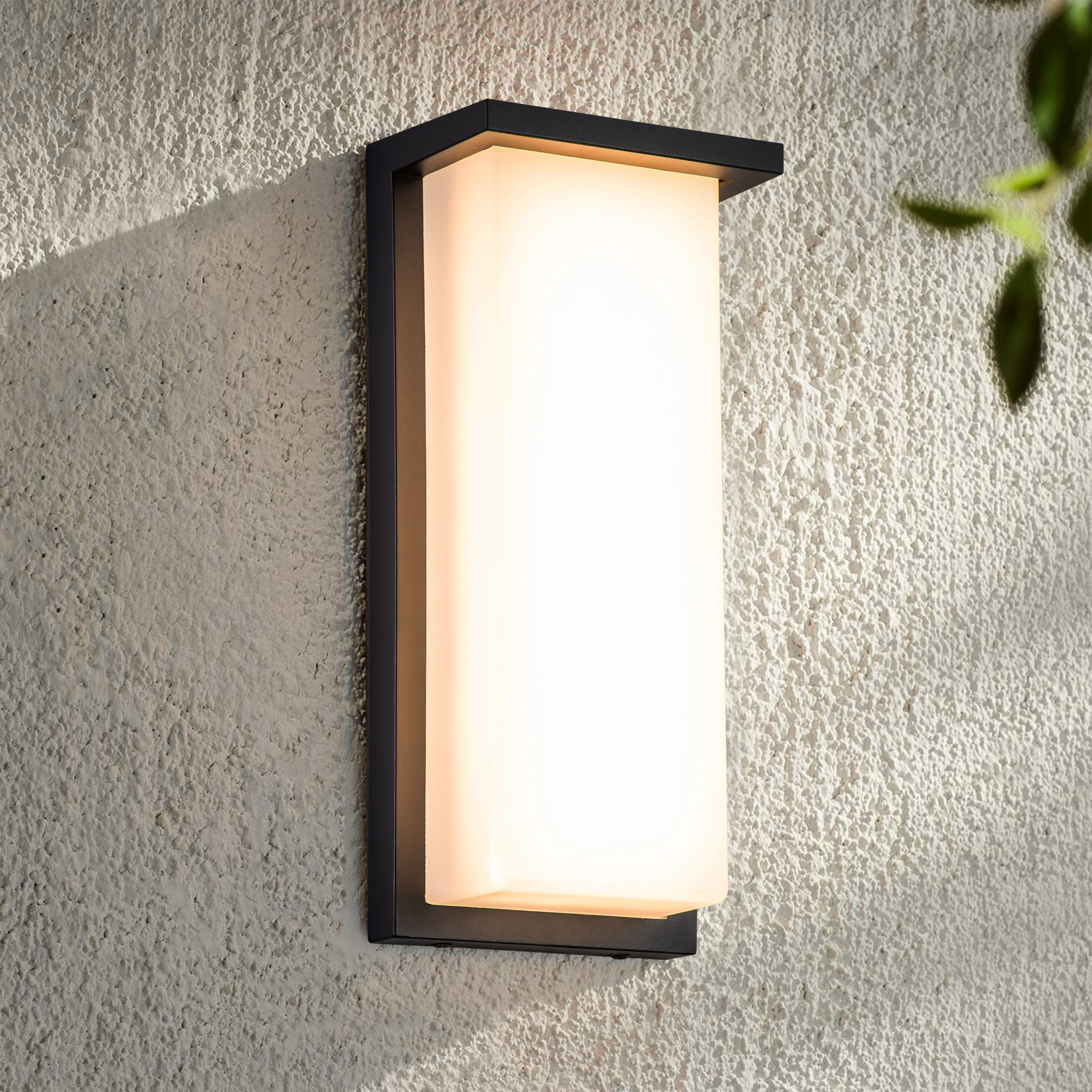 C Cattleya LCA2339-W 14-in H Matte Black Hardwired Integrated LED Outdoor Wall Light