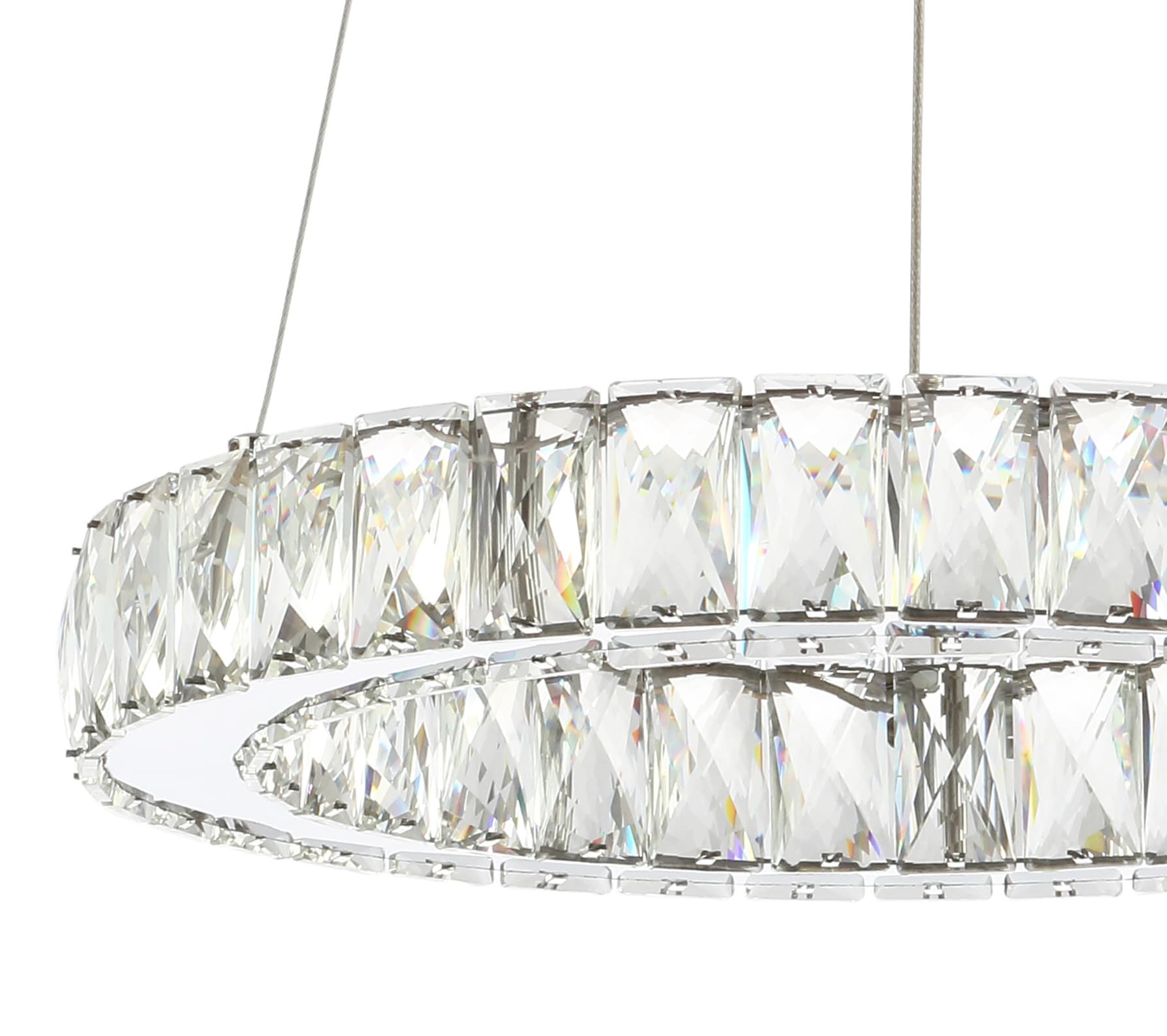 Elegant Chrome Crystal Ring LED Chandelier 15.75" Flush Mount