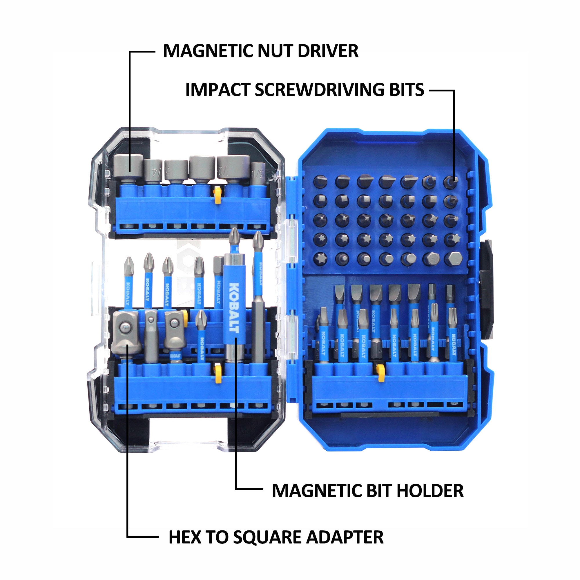 Kobalt 1470 1/4-in x 1-in Phillips/Square/Torx Impact Driver Bit Set 70 -Piece