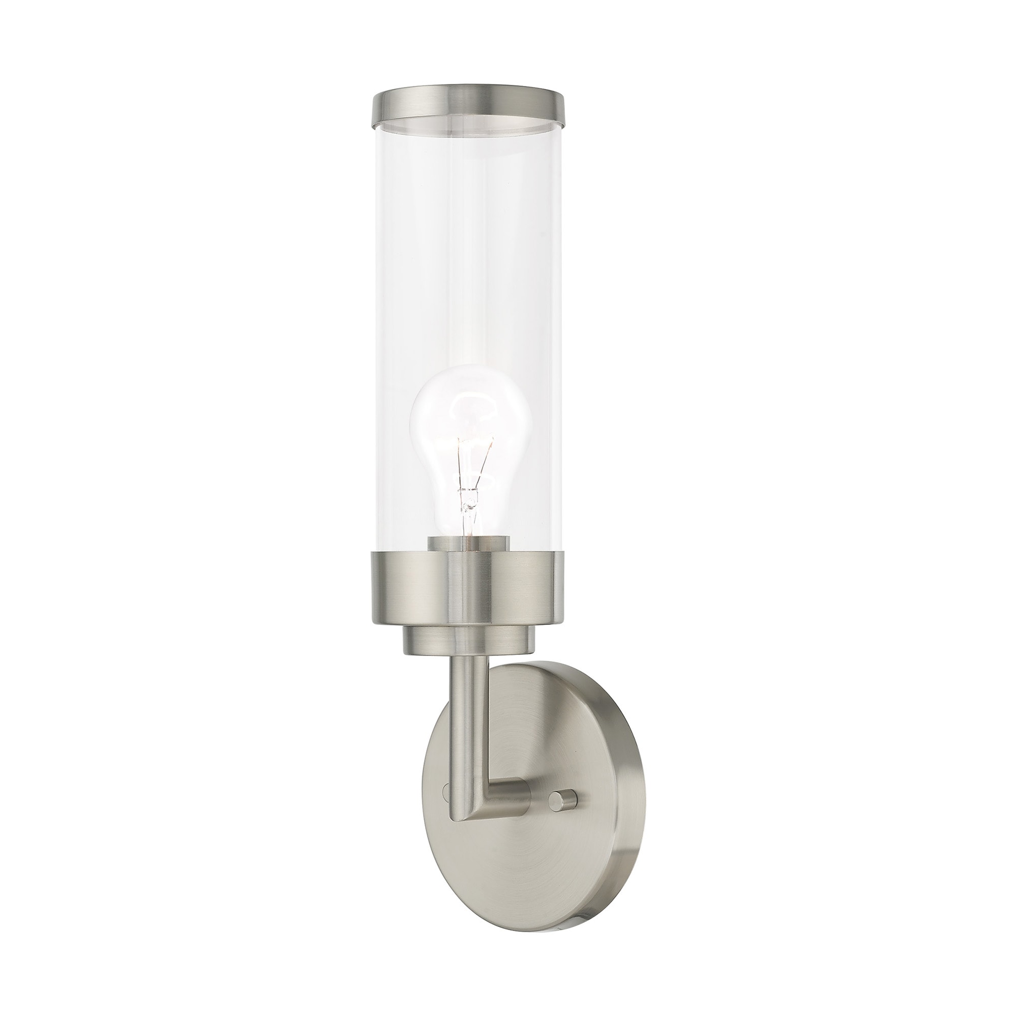 Hillcrest Brushed Nickel 1-Light Wall Sconce with Clear Glass Shade