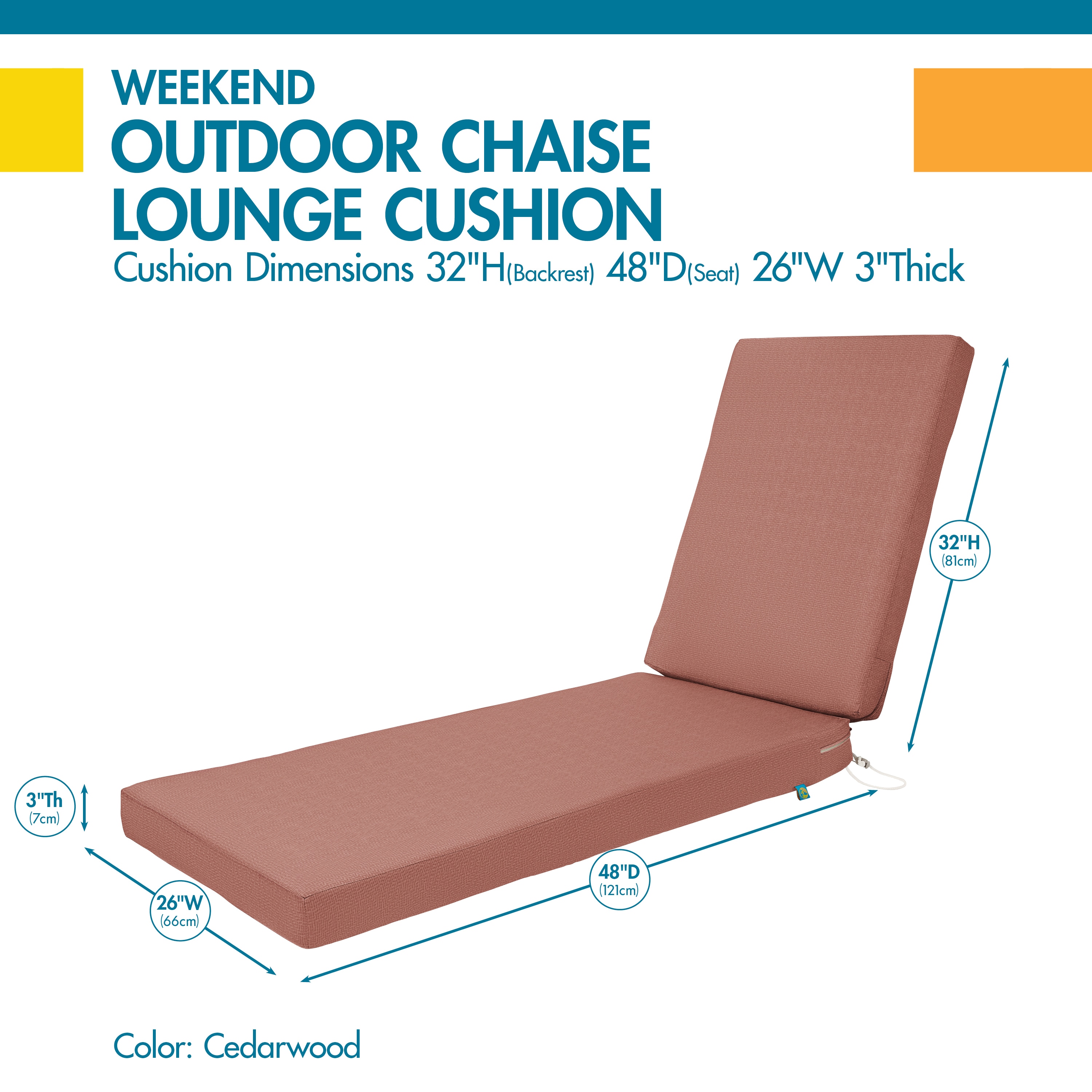 Duck Covers Weekend 80-in x 26-in Cedarwood Patio Chaise Lounge Chair ...