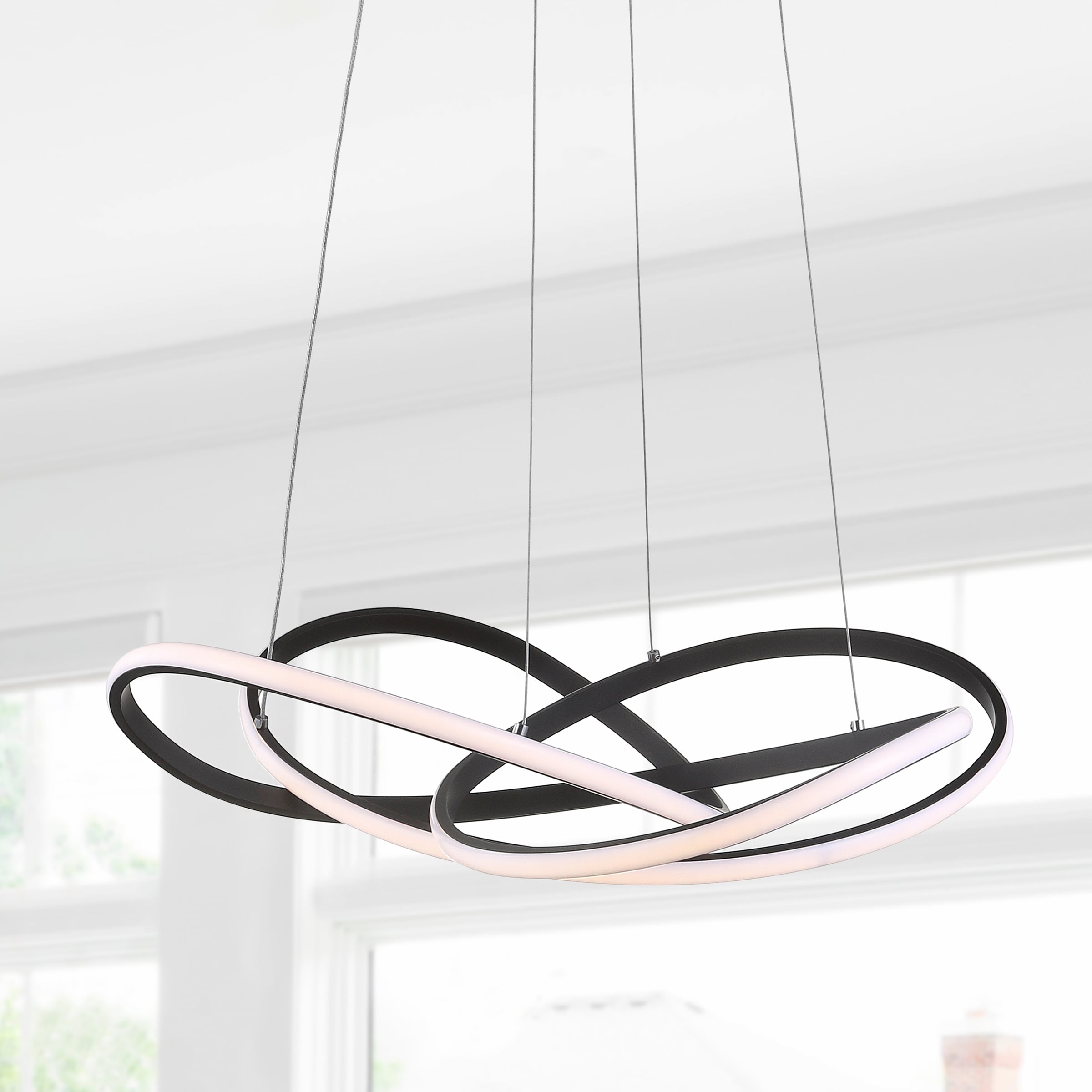 Alexia 25" Black Matte Metal LED Adjustable Geometric Pendant