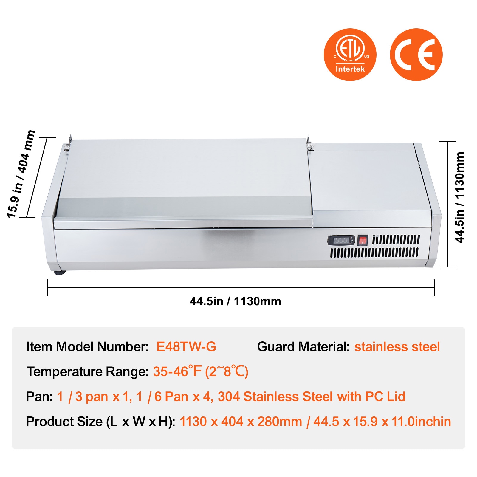 VEVOR DGBXGLZ48110VYTQTV1 Refrig-Prep-Tables - View #8