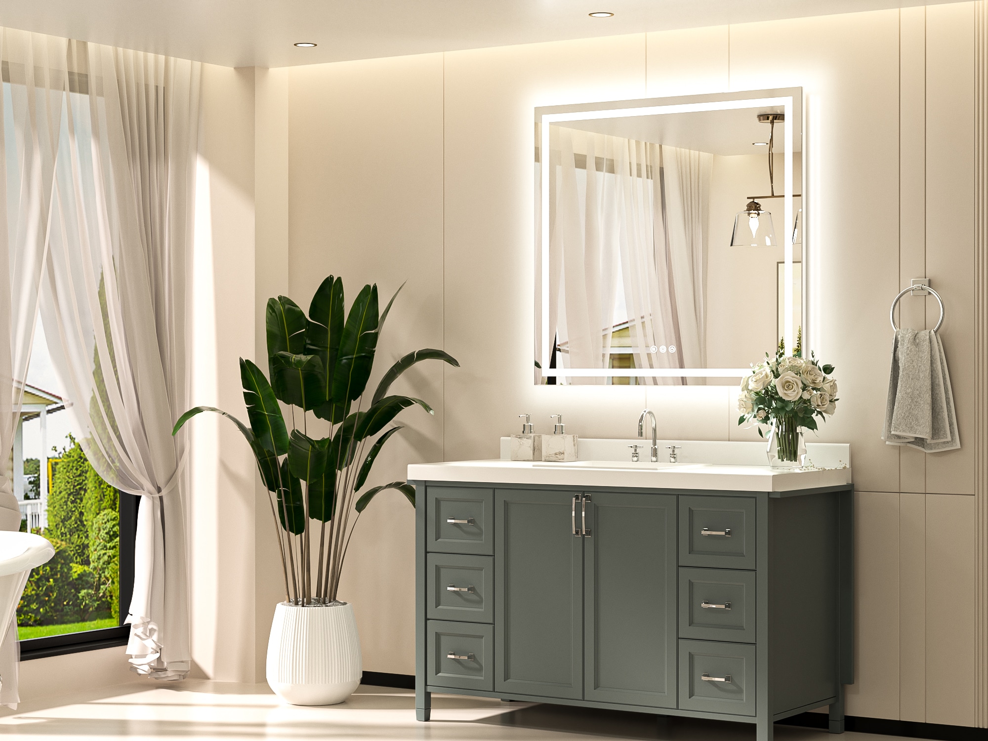 Keonjinn LW-JZ-ZBGSSW2-9191 Framed-Bath-Mirrors - View #2