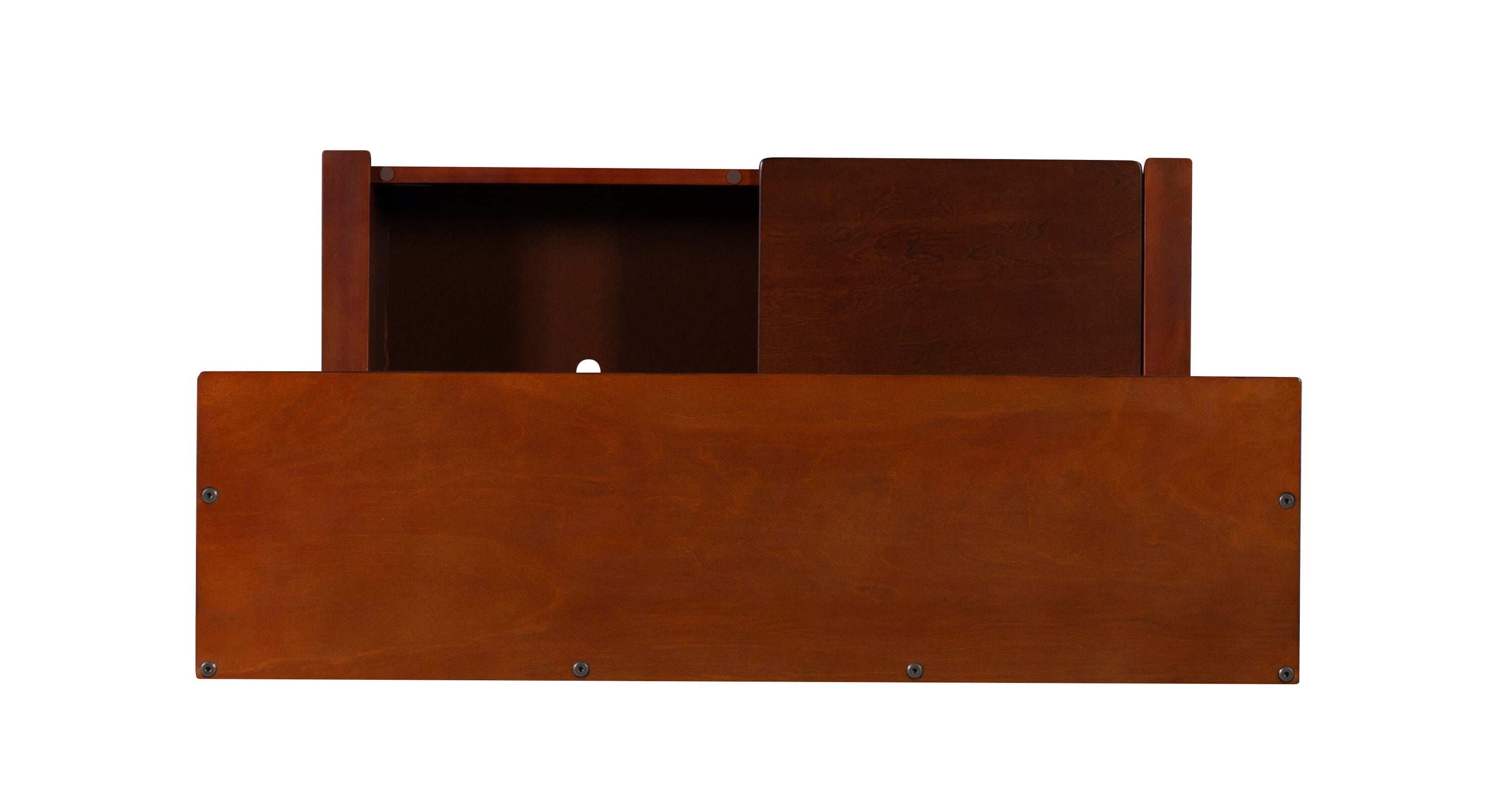 Walnut Finish Split-Seat Storage Hall Tree with Double Hooks