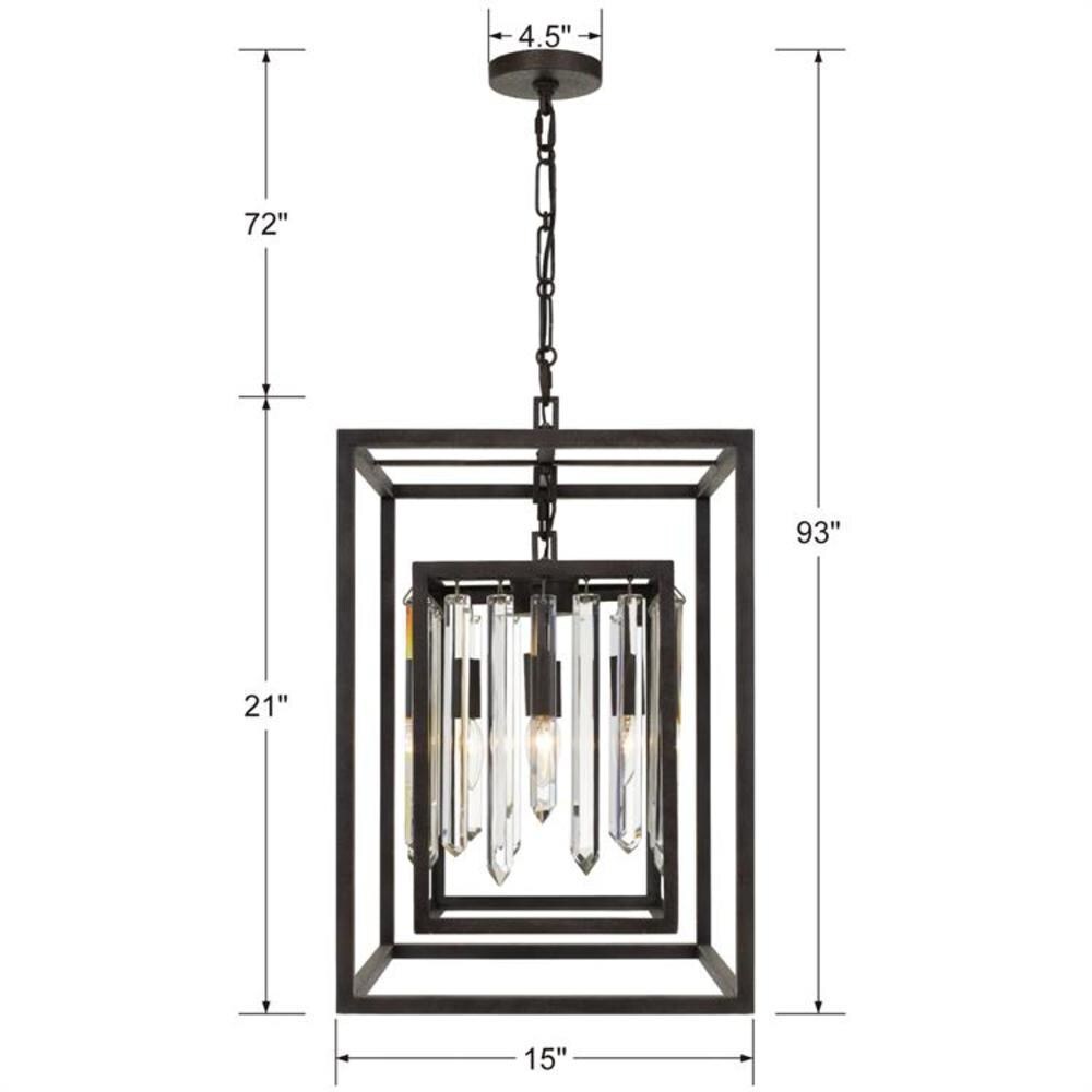 Mini Forged Bronze Cage Chandelier with Crystal Beads