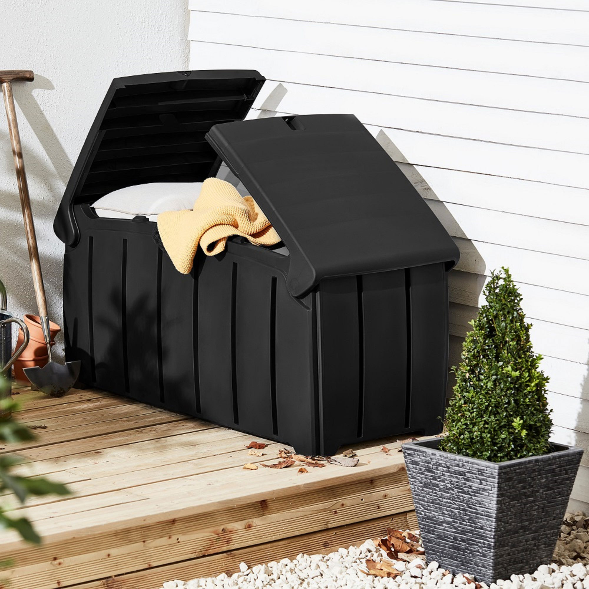 Strata Products Outdoor 85 Gal/321L Patio Storage Deck Box w/Dual Door ...