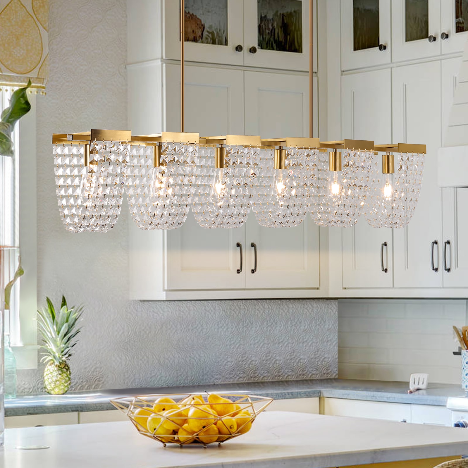 EDISLIVE Y81010000059618 6 -Light Gold Modern/contemporary Linear Large Hanging Kitchen island light
