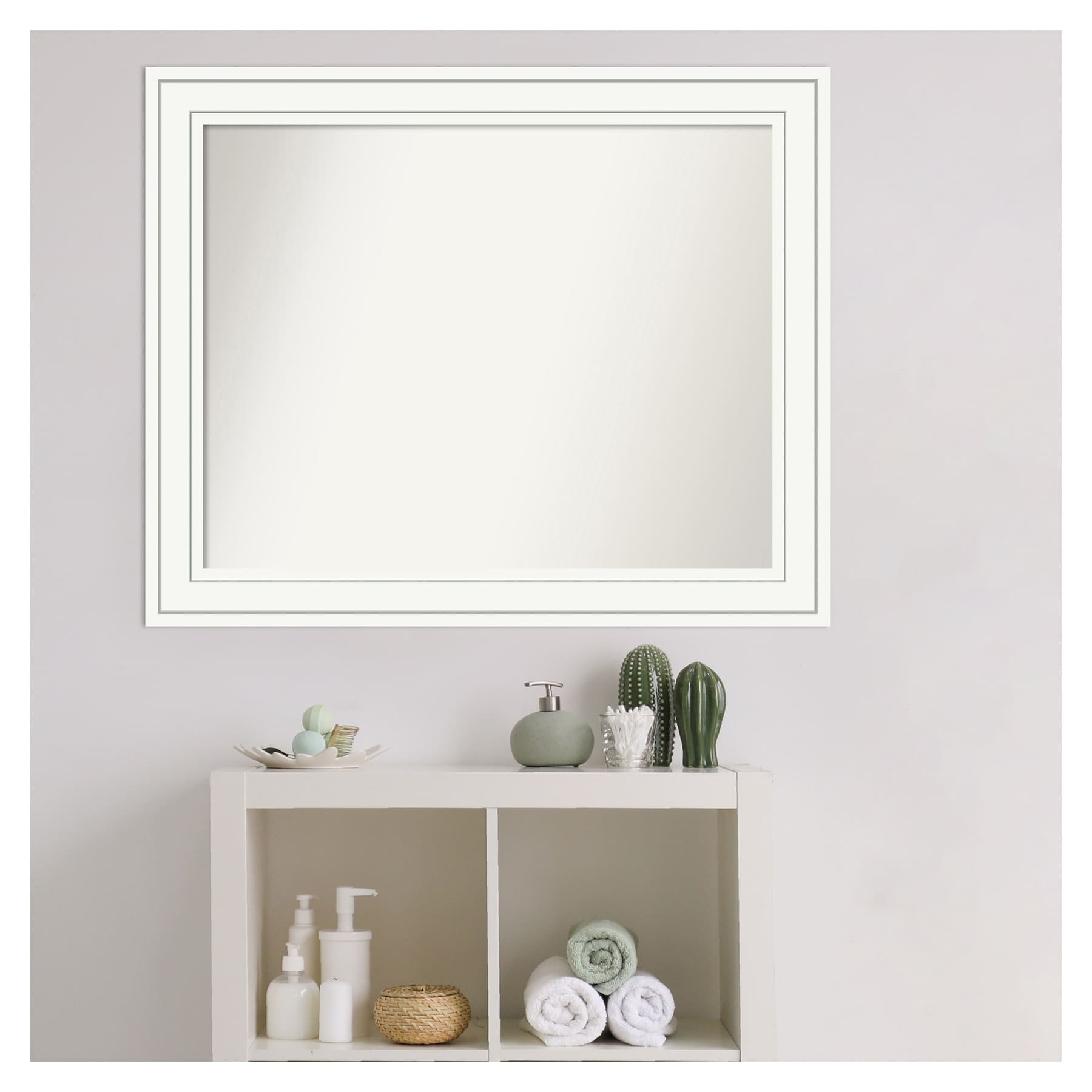 Craftsman White Wood Rectangular Bathroom Wall Mirror